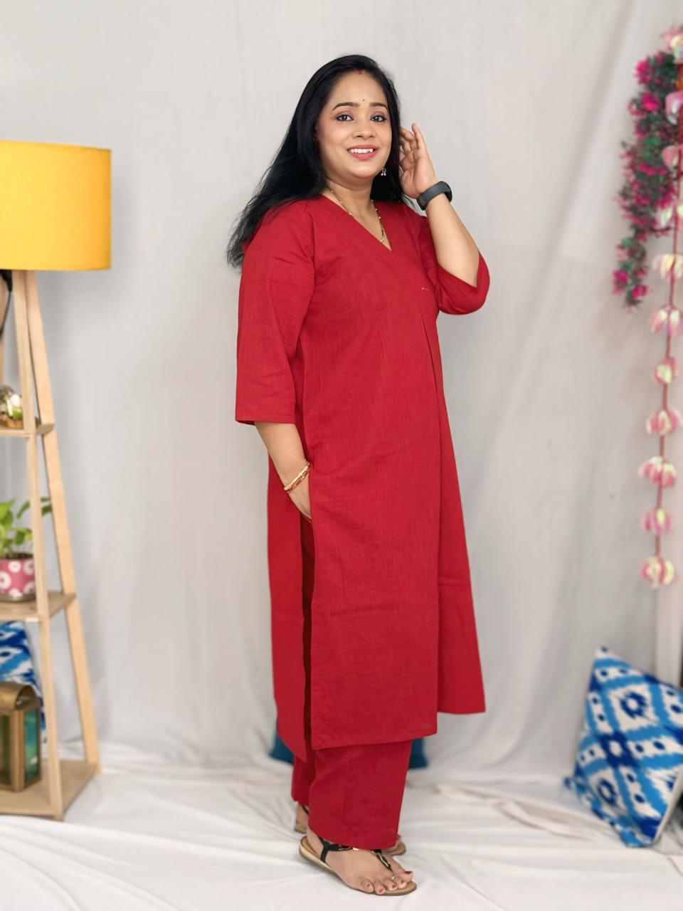 Solid Maroon Everyday Kurta Set