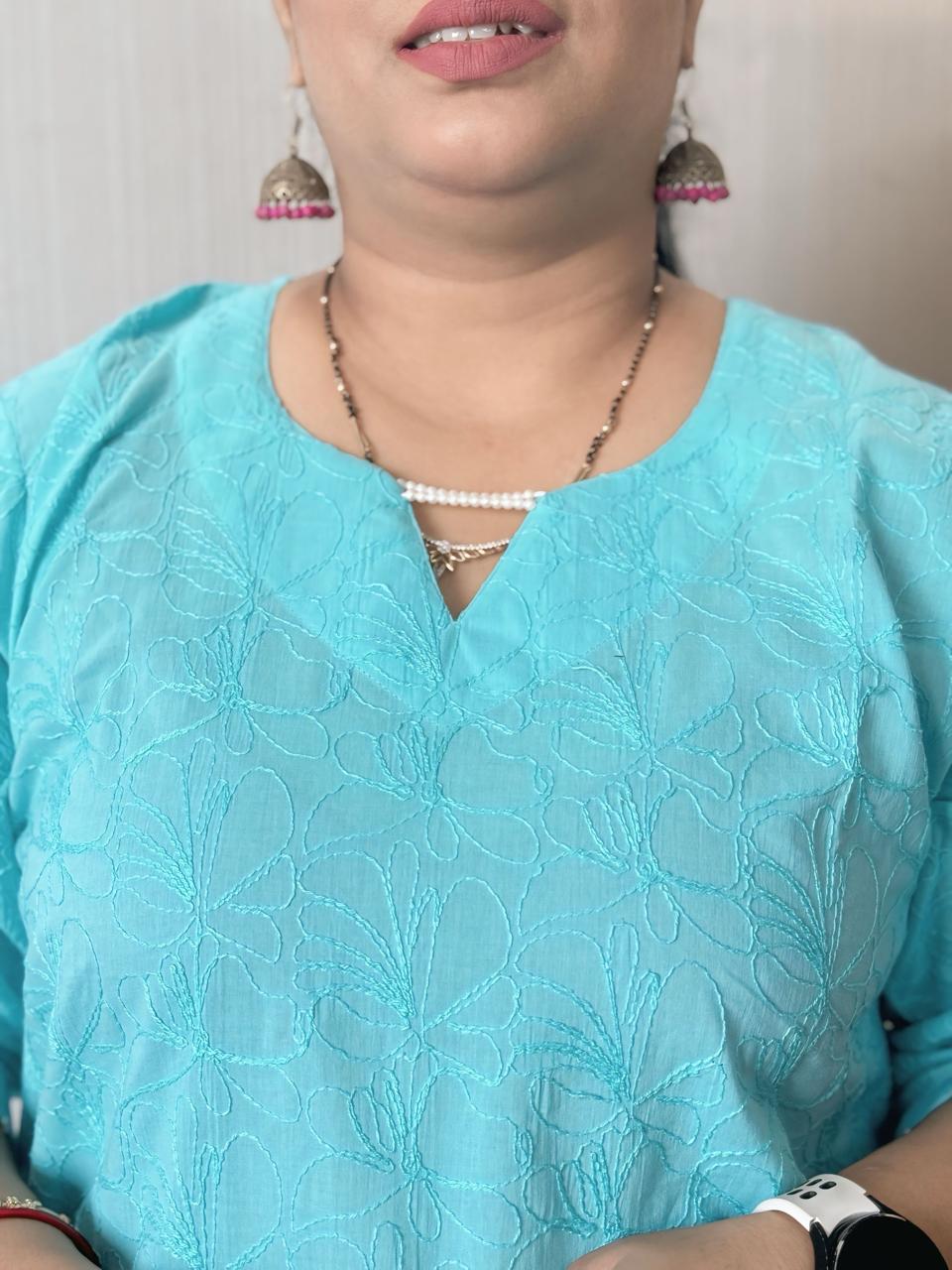 Ambar Blue Premium Linen Kurta