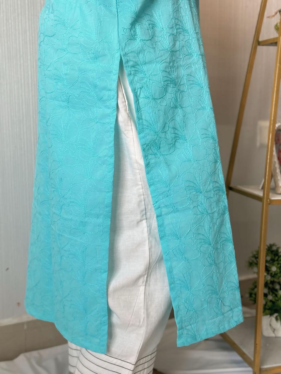 Ambar Blue Premium Linen Kurta
