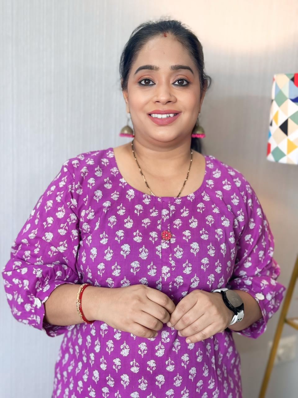 Lavender Deisgner Summer Cotton Kurta
