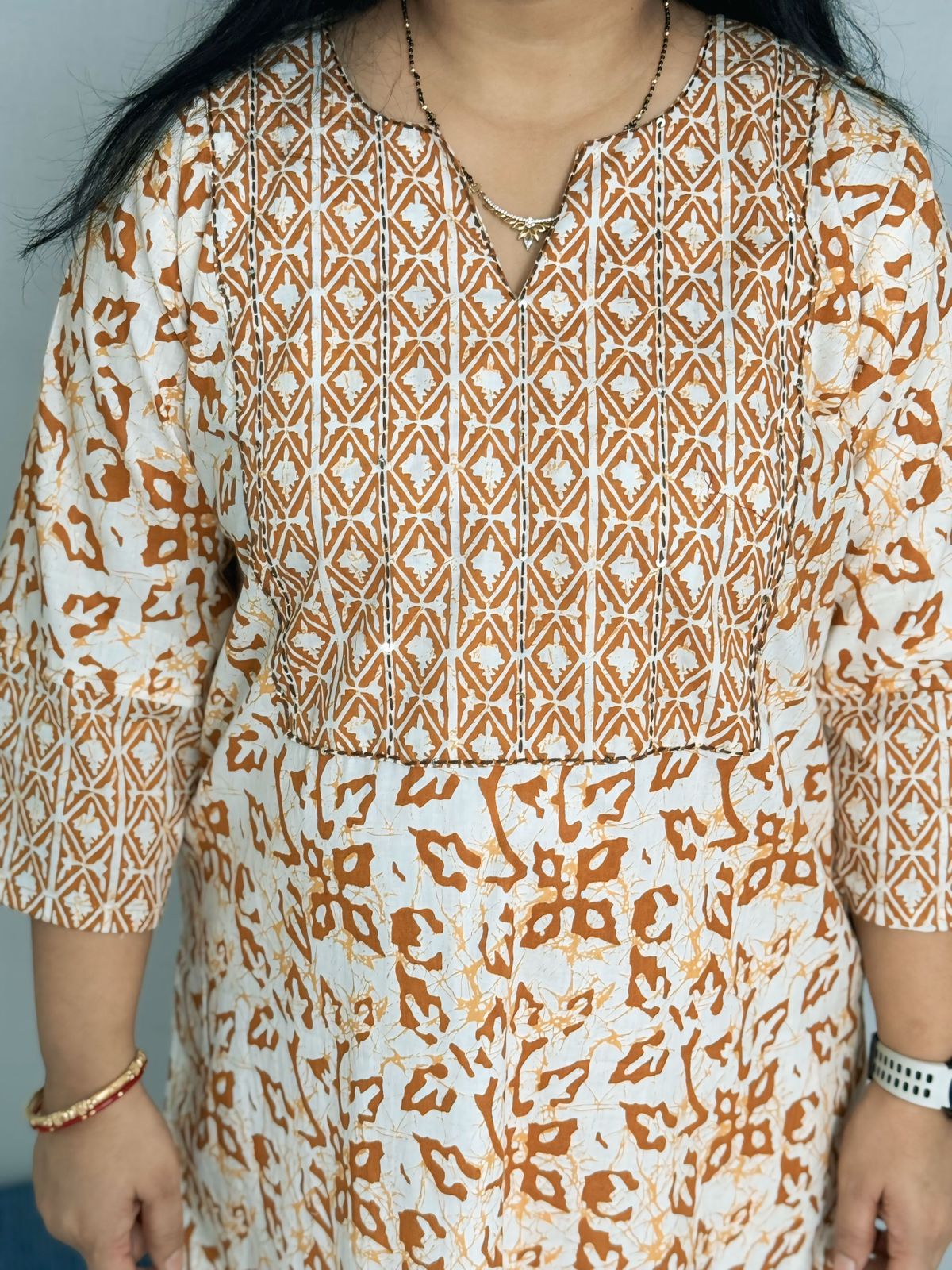Batik Brown Kurta Pant Set