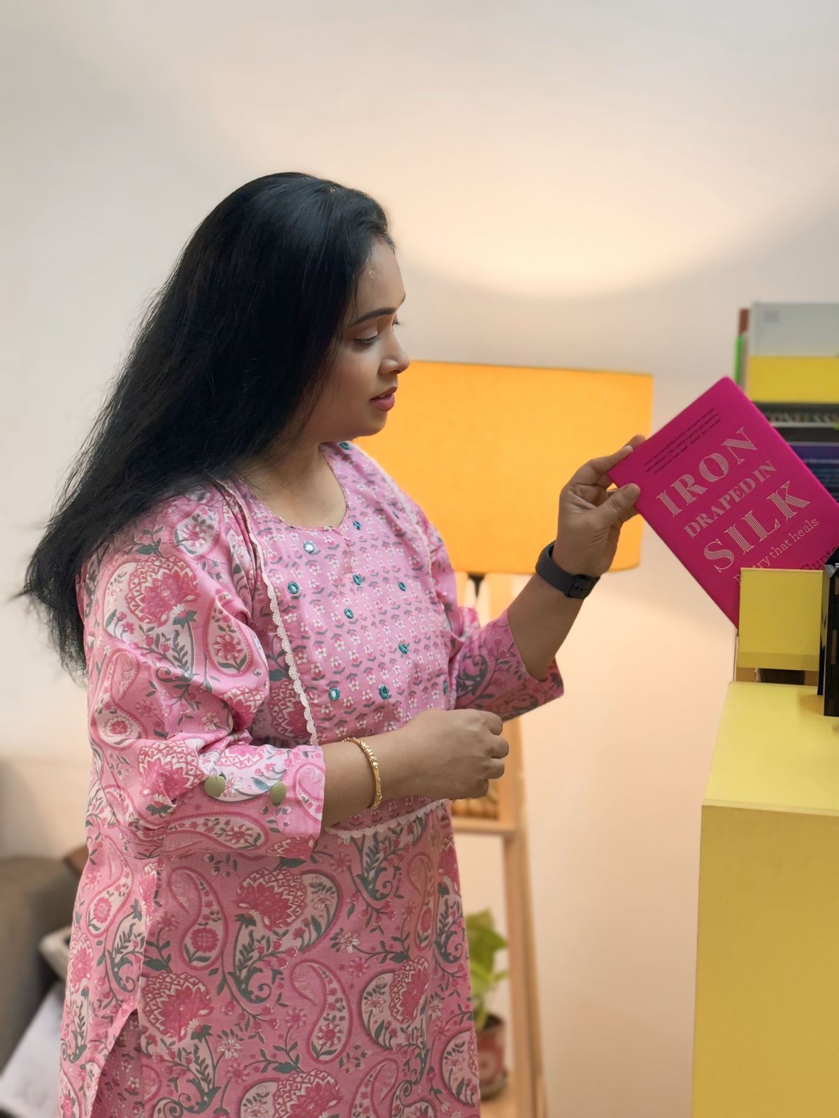 Pink Floral Kurta Pant Set