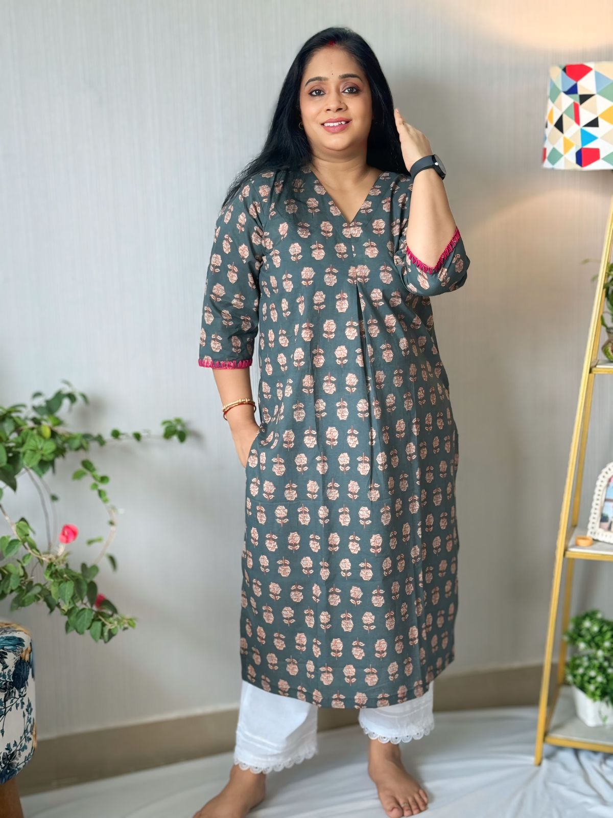 Rozana Slate Blue Kurta
