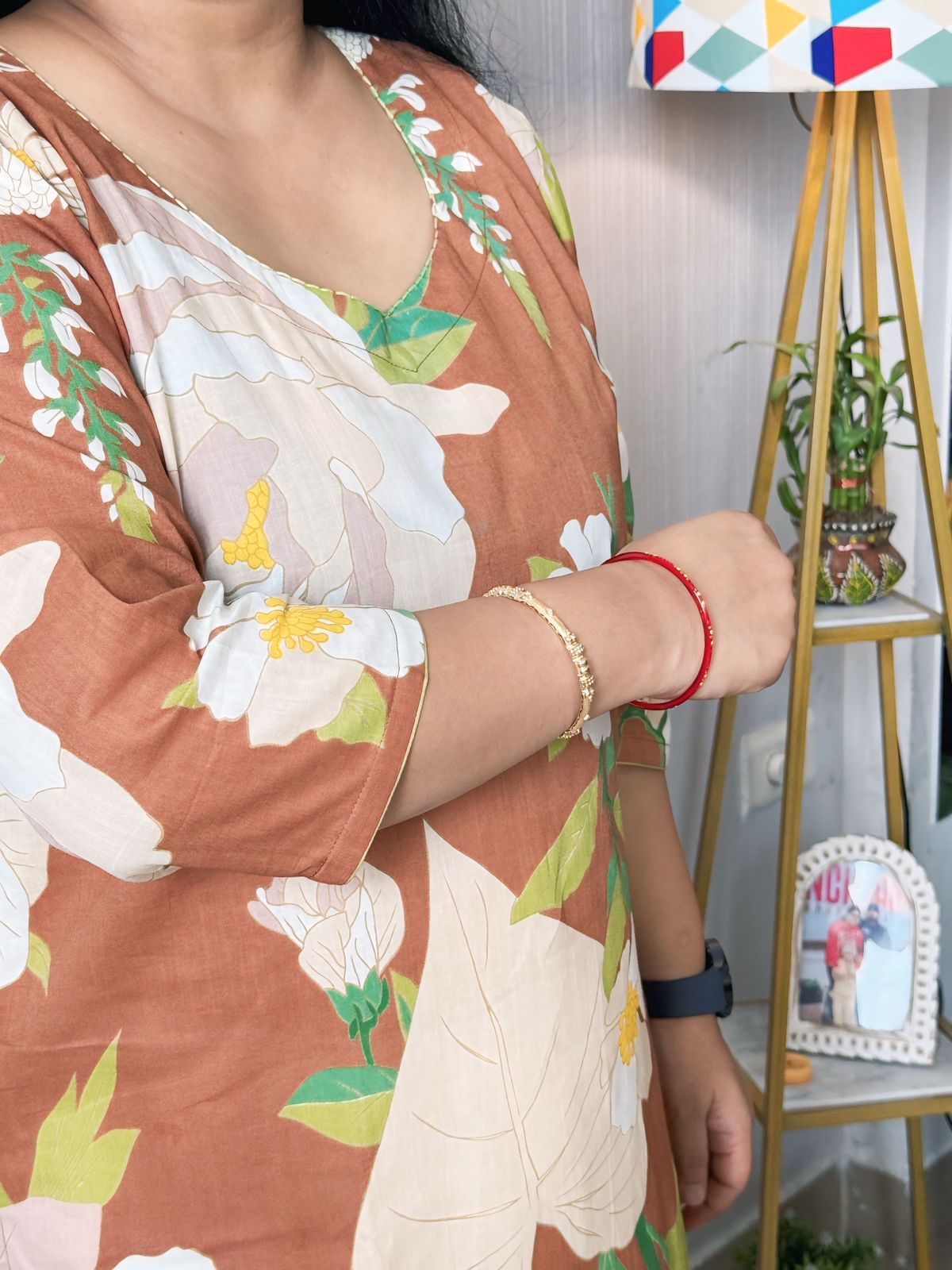 Rozana Brown Floral Kurta