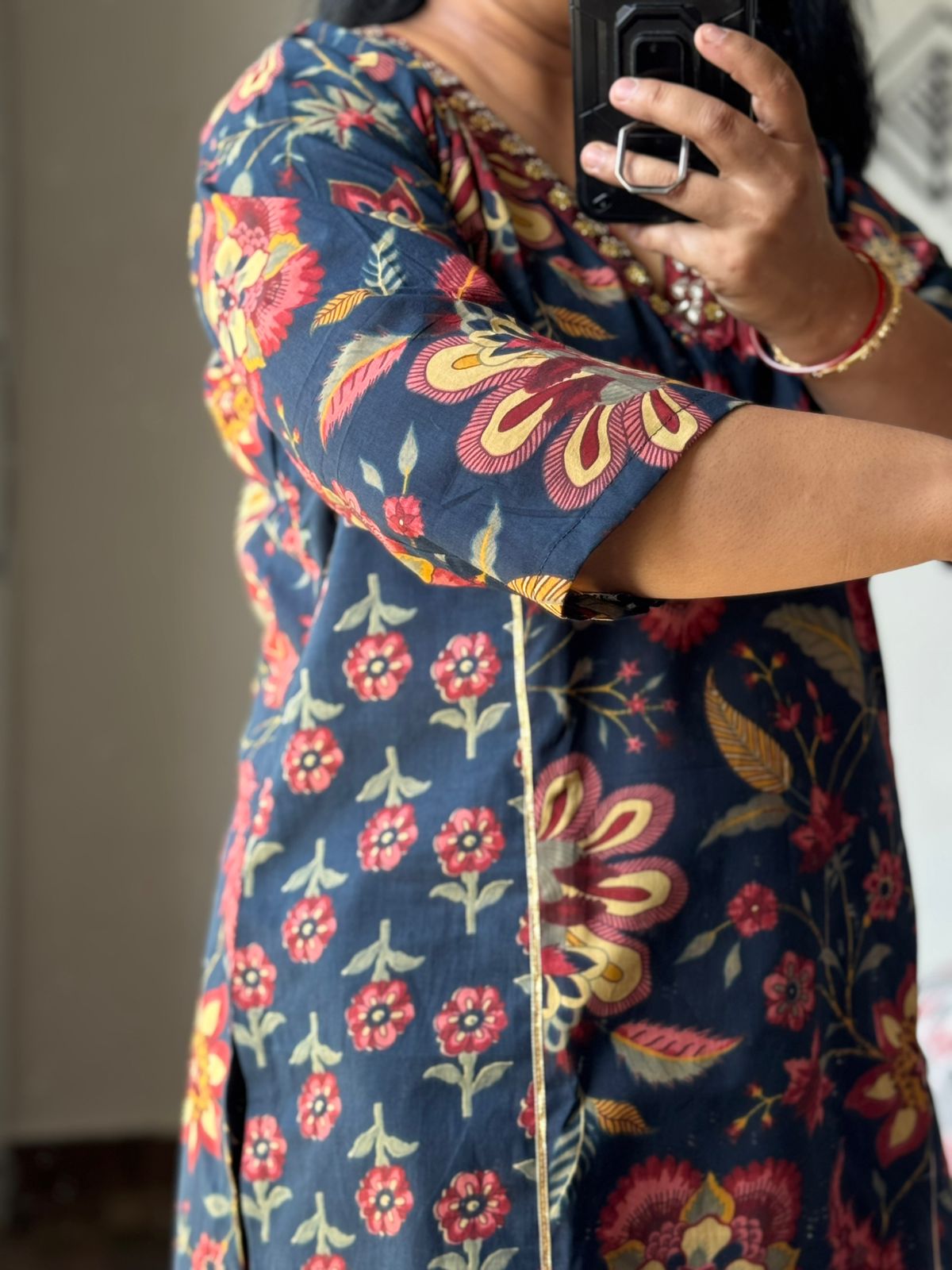Midnight Bloom Cotton Kurta Palazzo Set