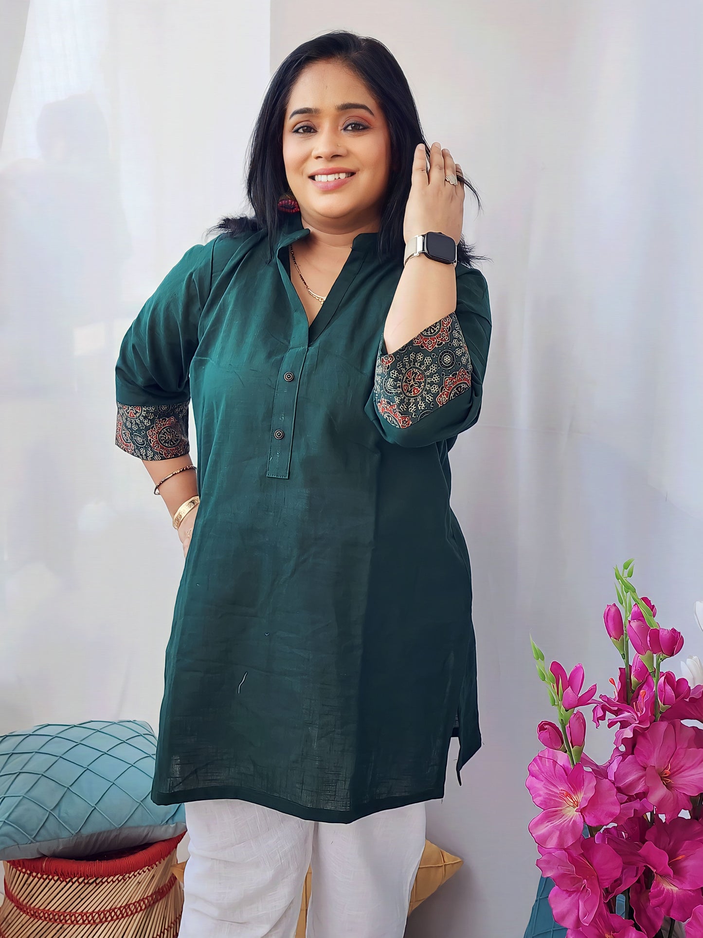 Bottle Green Short Kurta