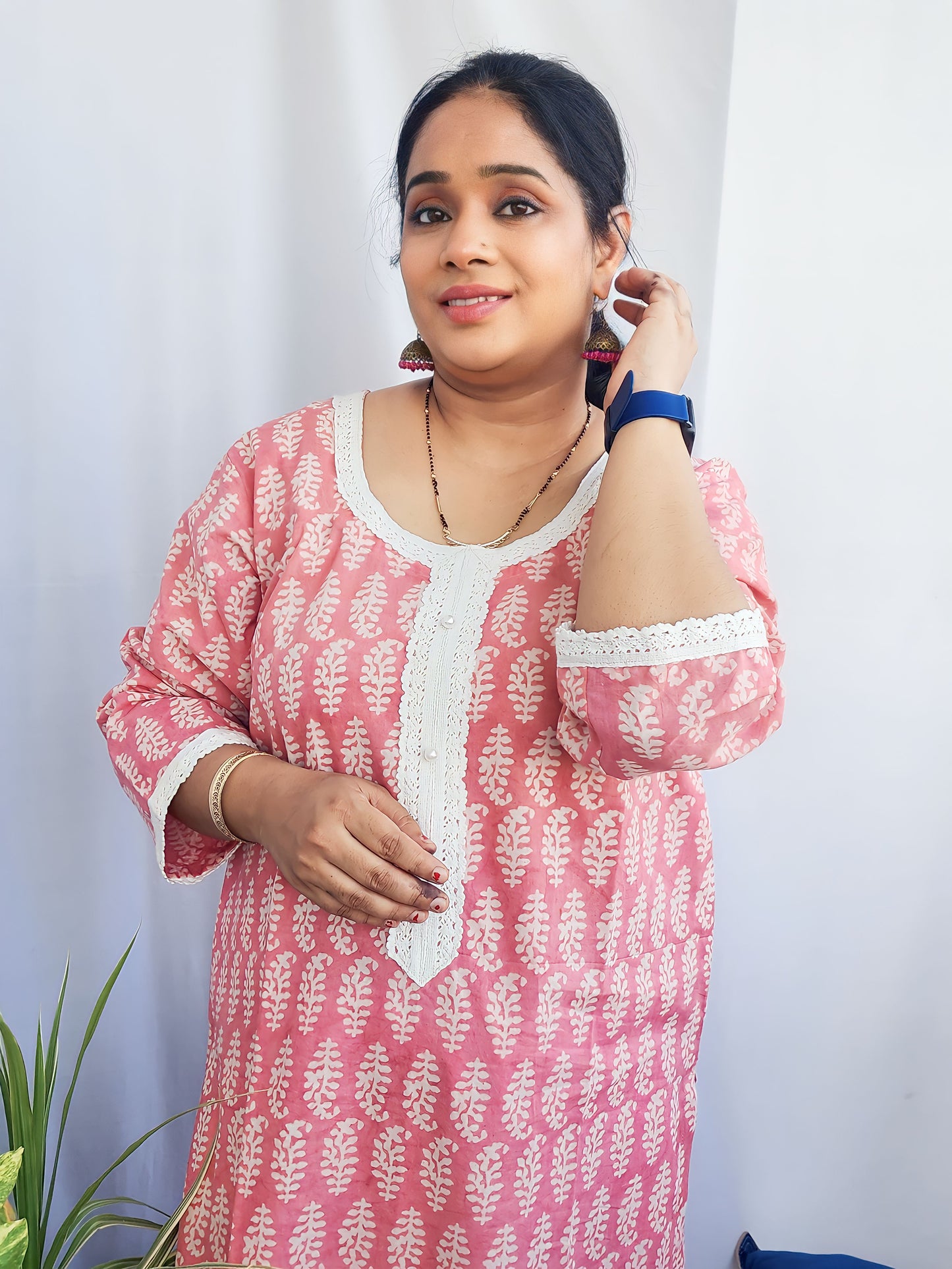 Peachy Pink Mul cotton Kurta