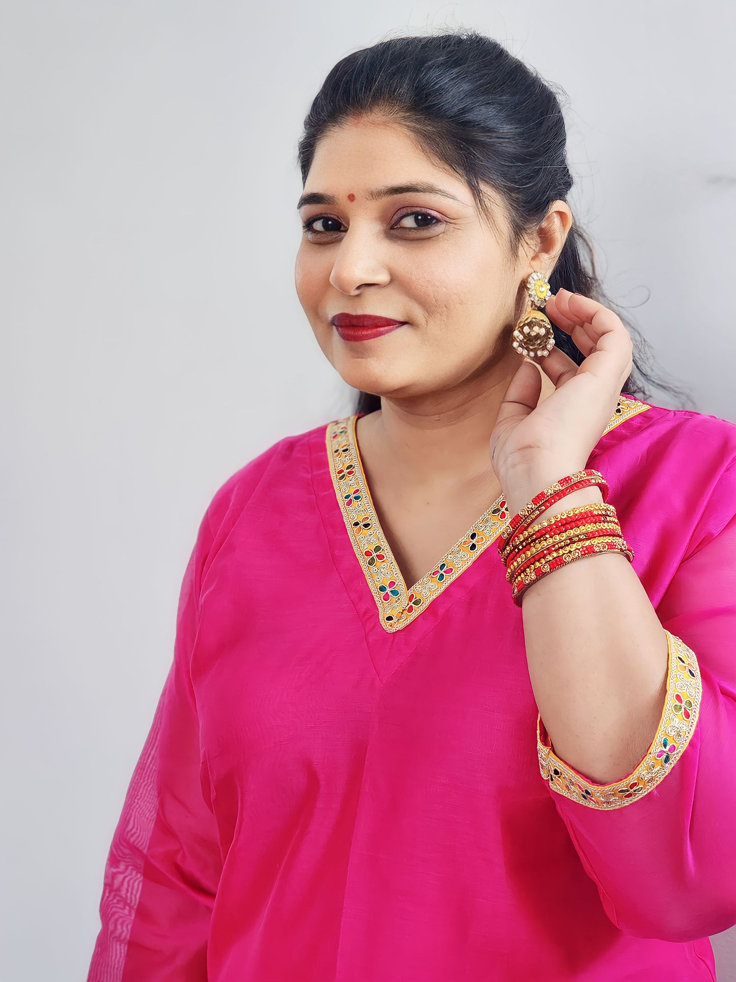 Hot Pink Chanderi Kurta