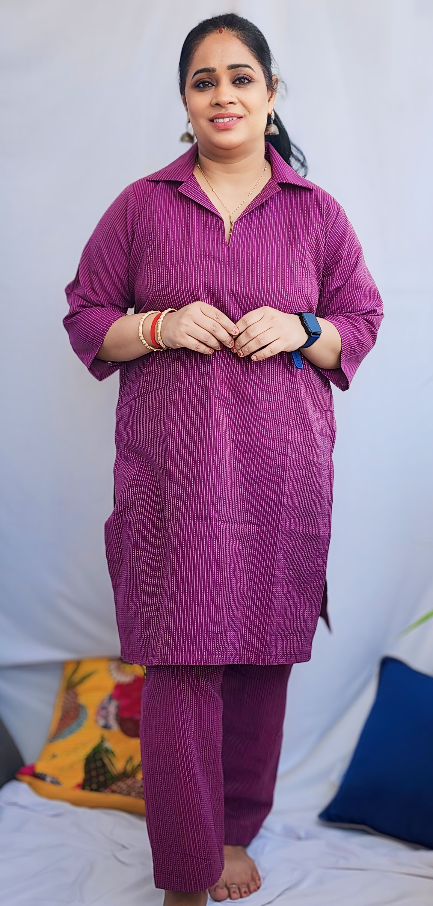 Kantha Collar Shirt Coord Set