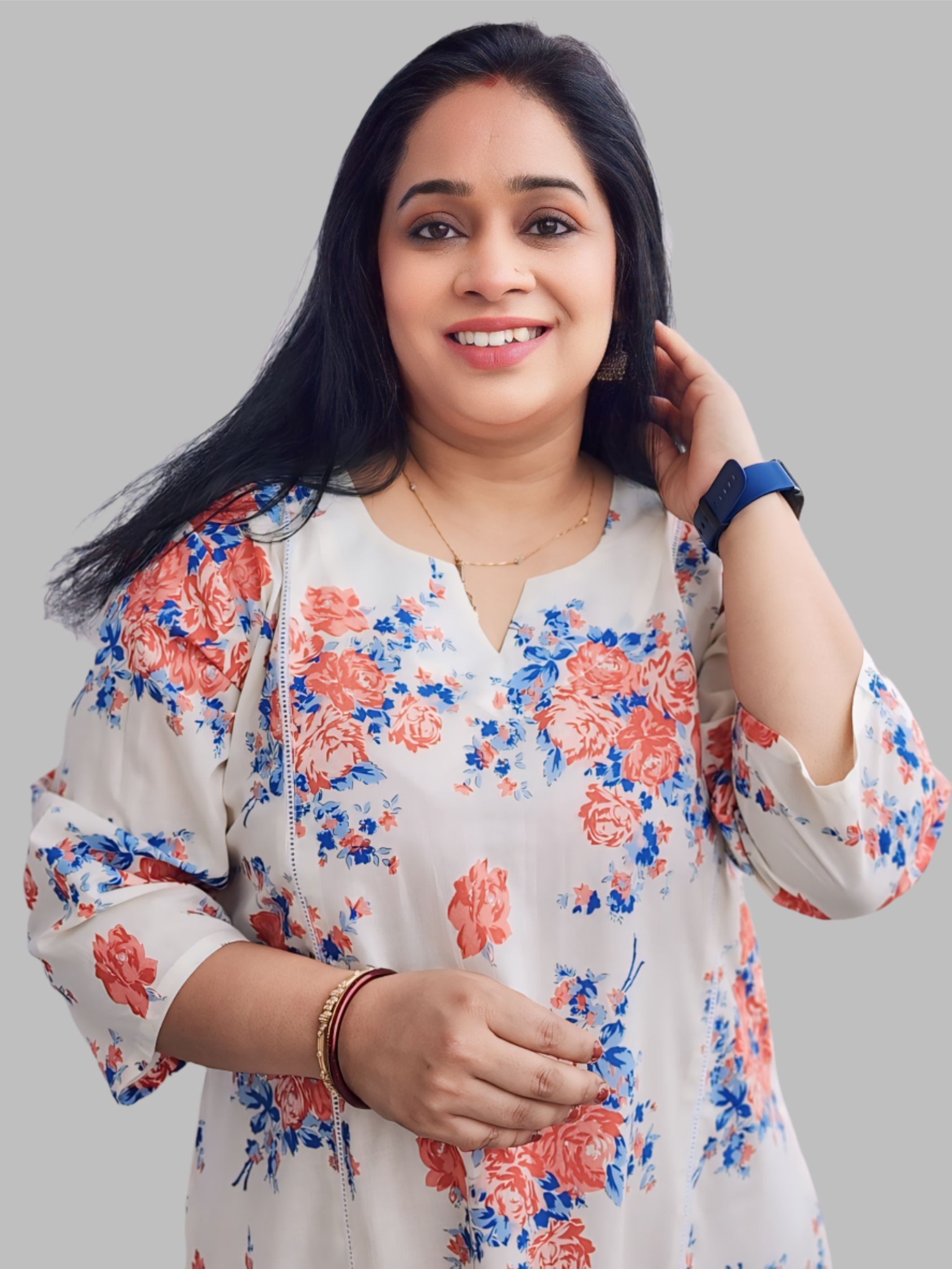 White Floral A-line Cotton Kurta with Cut work