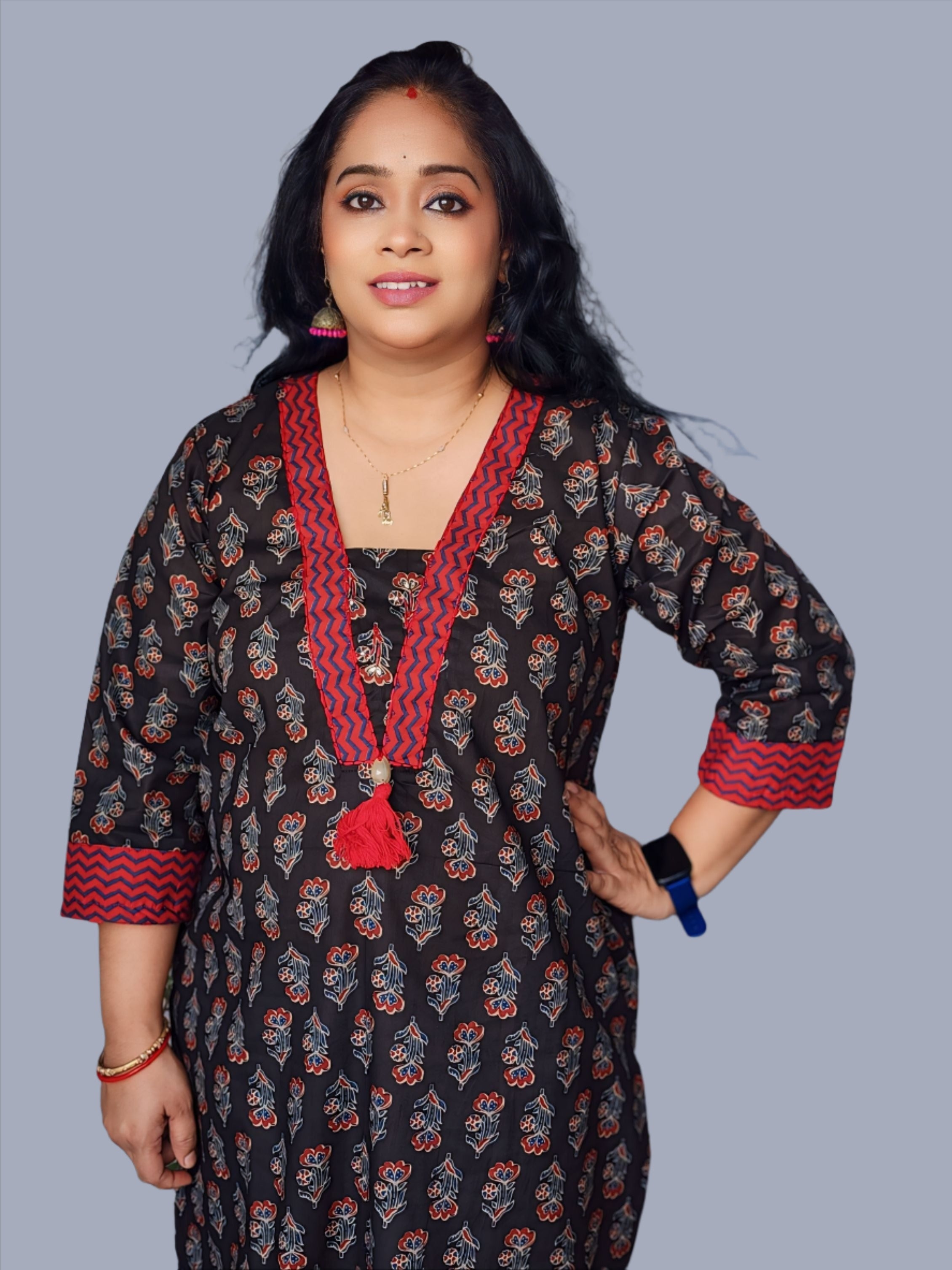 Black Designer Ajrakh Kurta