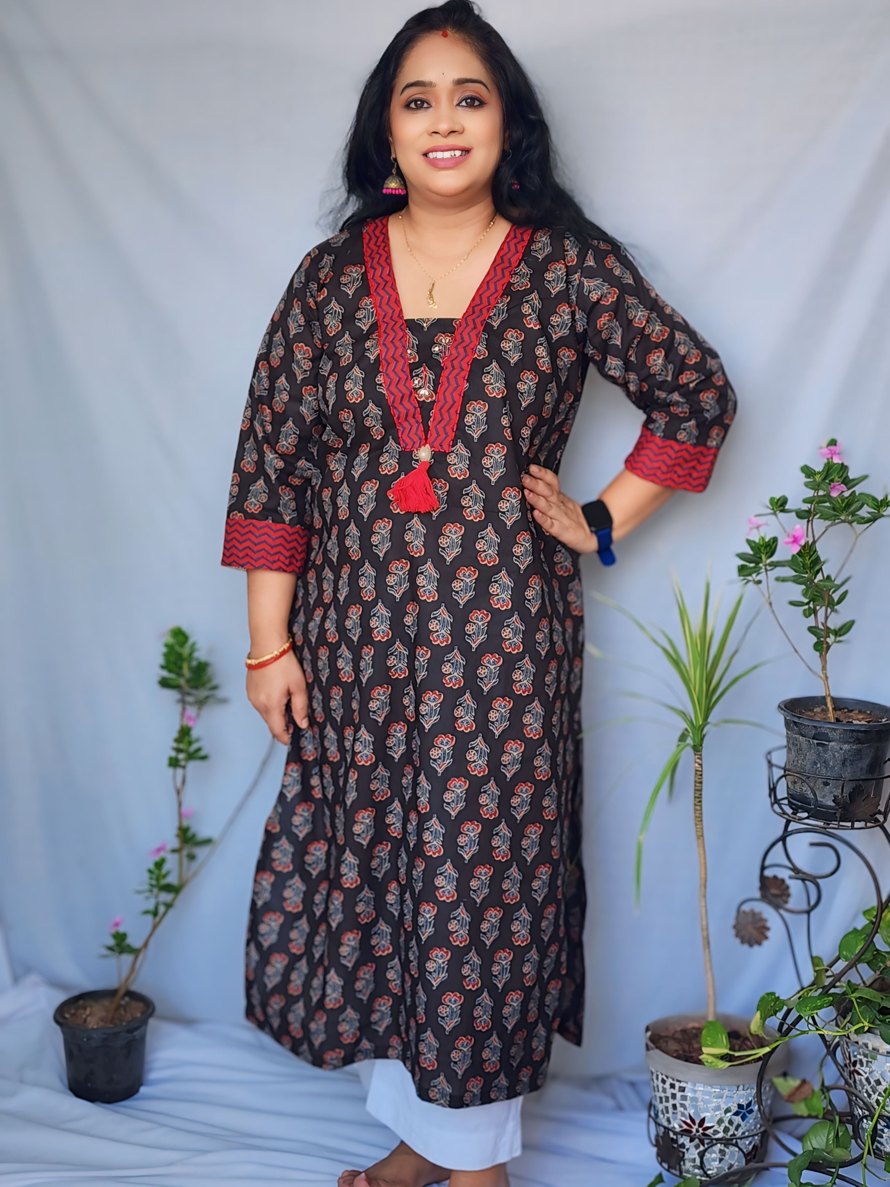 Black Designer Ajrakh Kurta