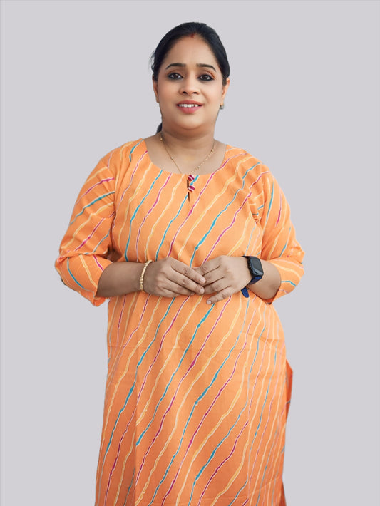 Orange Lehriya Kurta