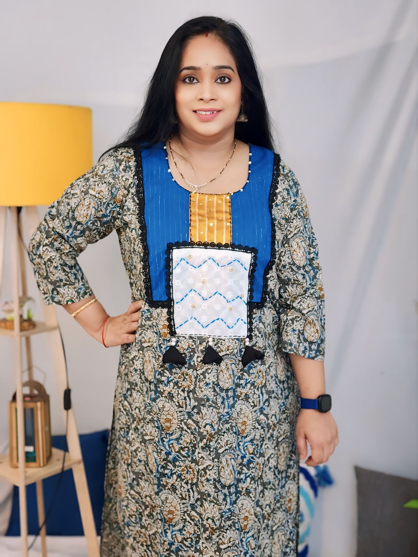 Kalamkari Grey Handcrafted Kurti