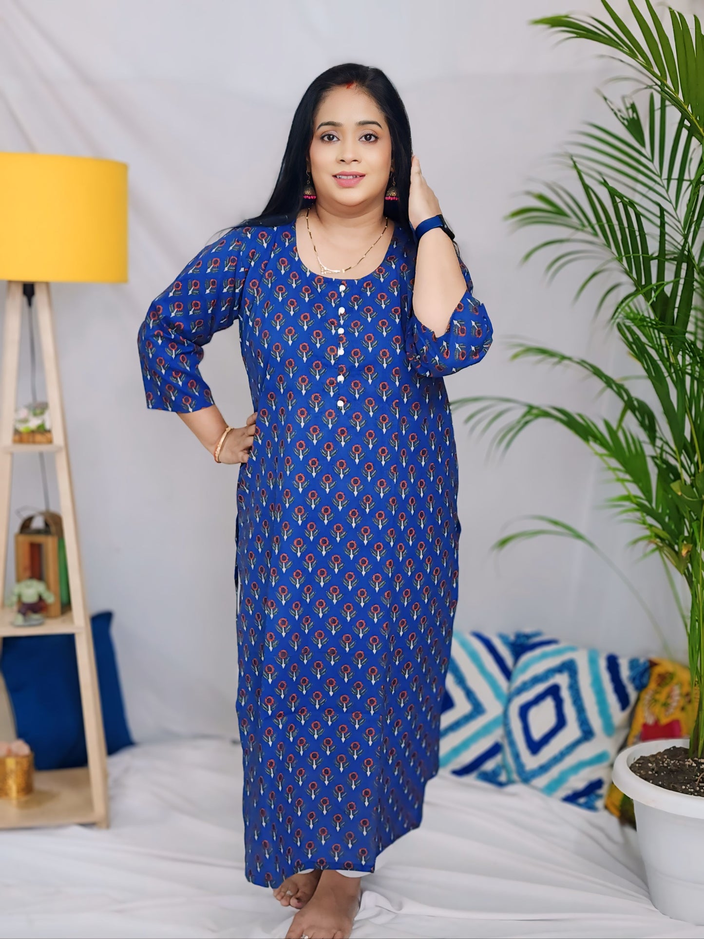 Blue Jaipuri  Straight Cut Kurta