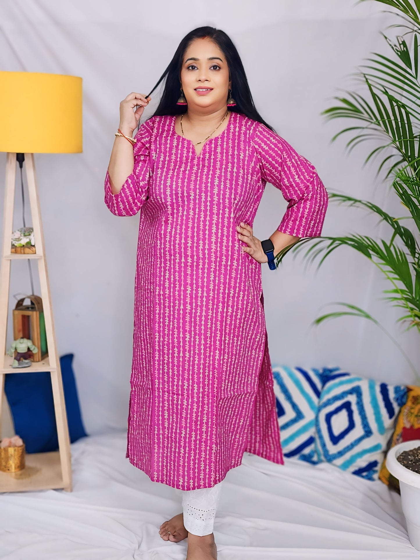 Shraddha Pink Straight  Cotton Kurti