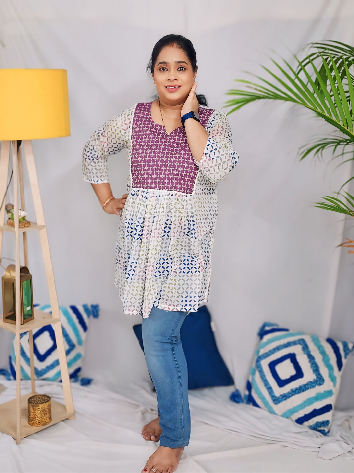 Misthi Lavender Peplum Short Kurti