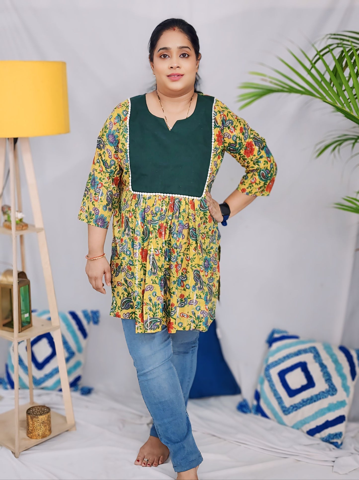 Sukhi Green Peplum Hip Covering Short Kurti