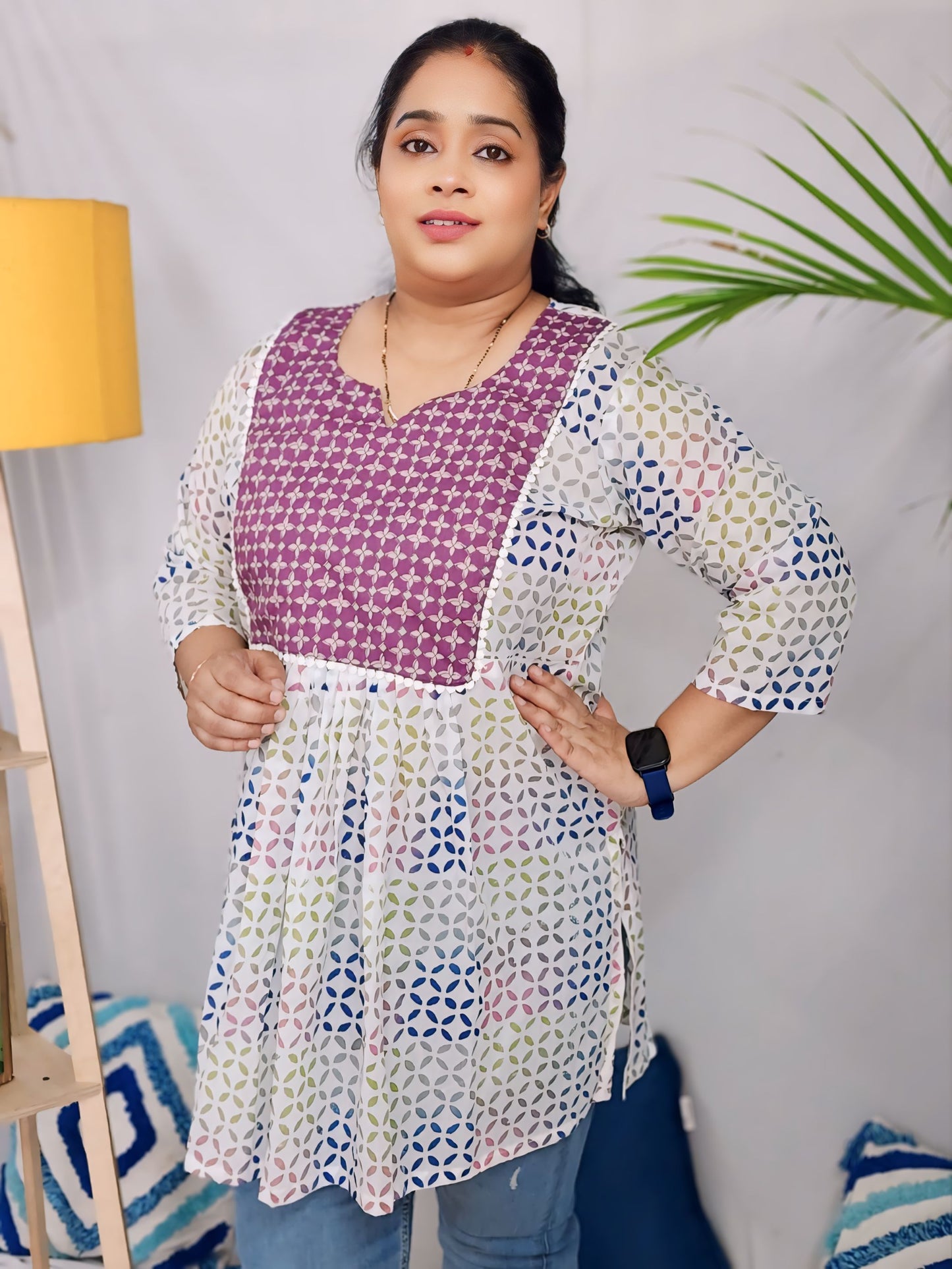 Misthi Lavender Peplum Short Kurti