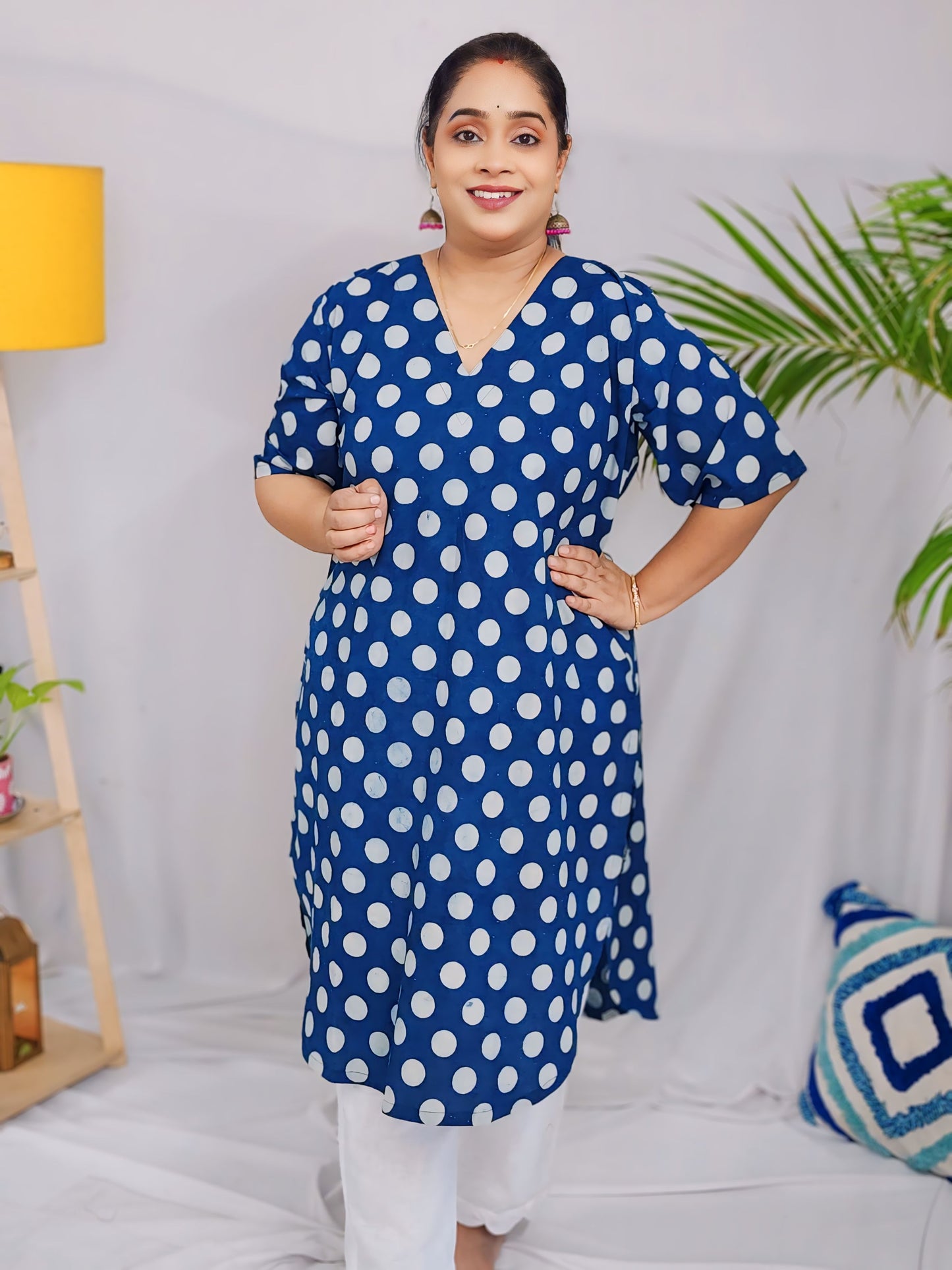 Indigo Mul Cotton Hi -Low Kurta