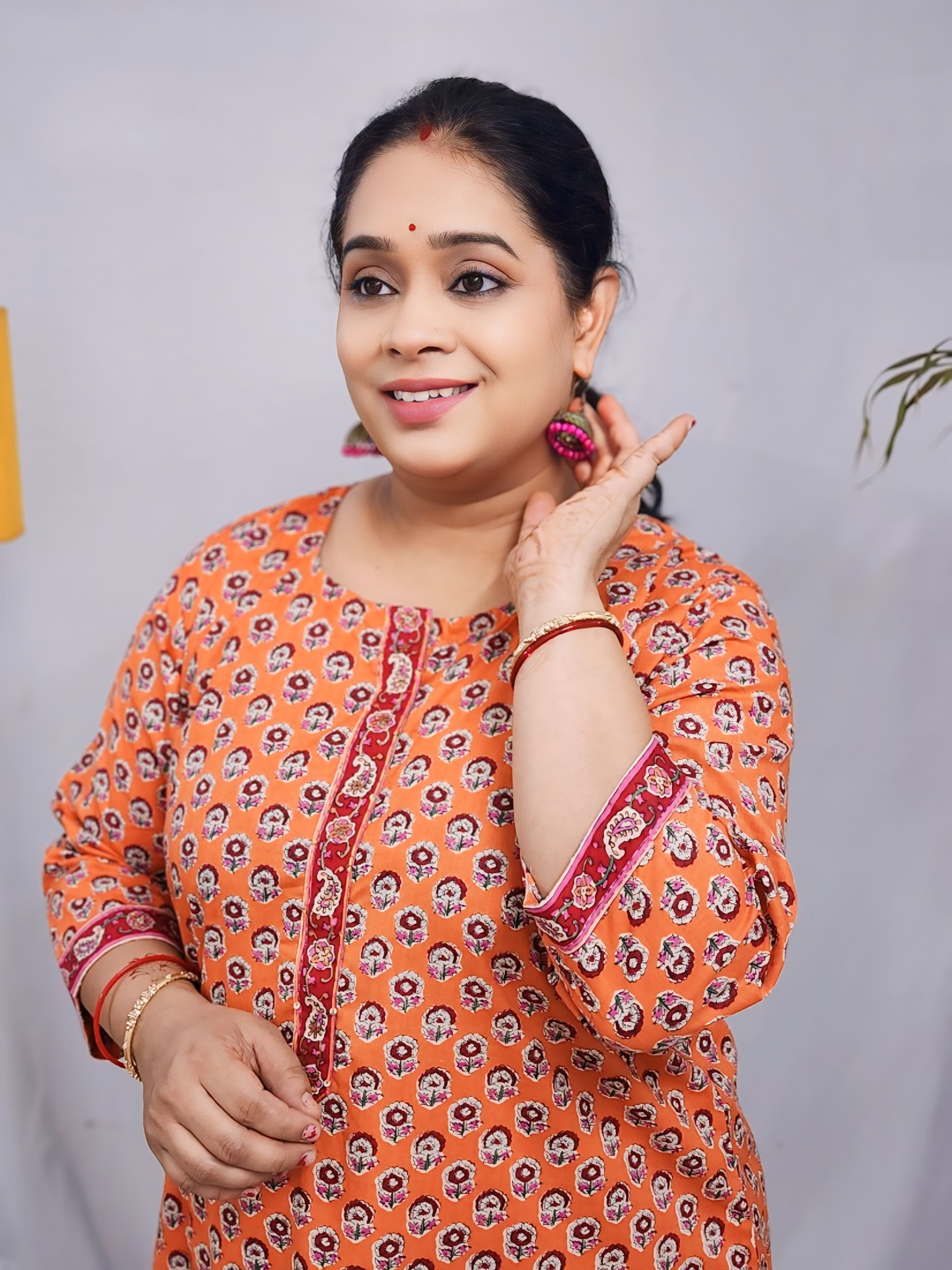 Jannat Orange Cotton Kurti