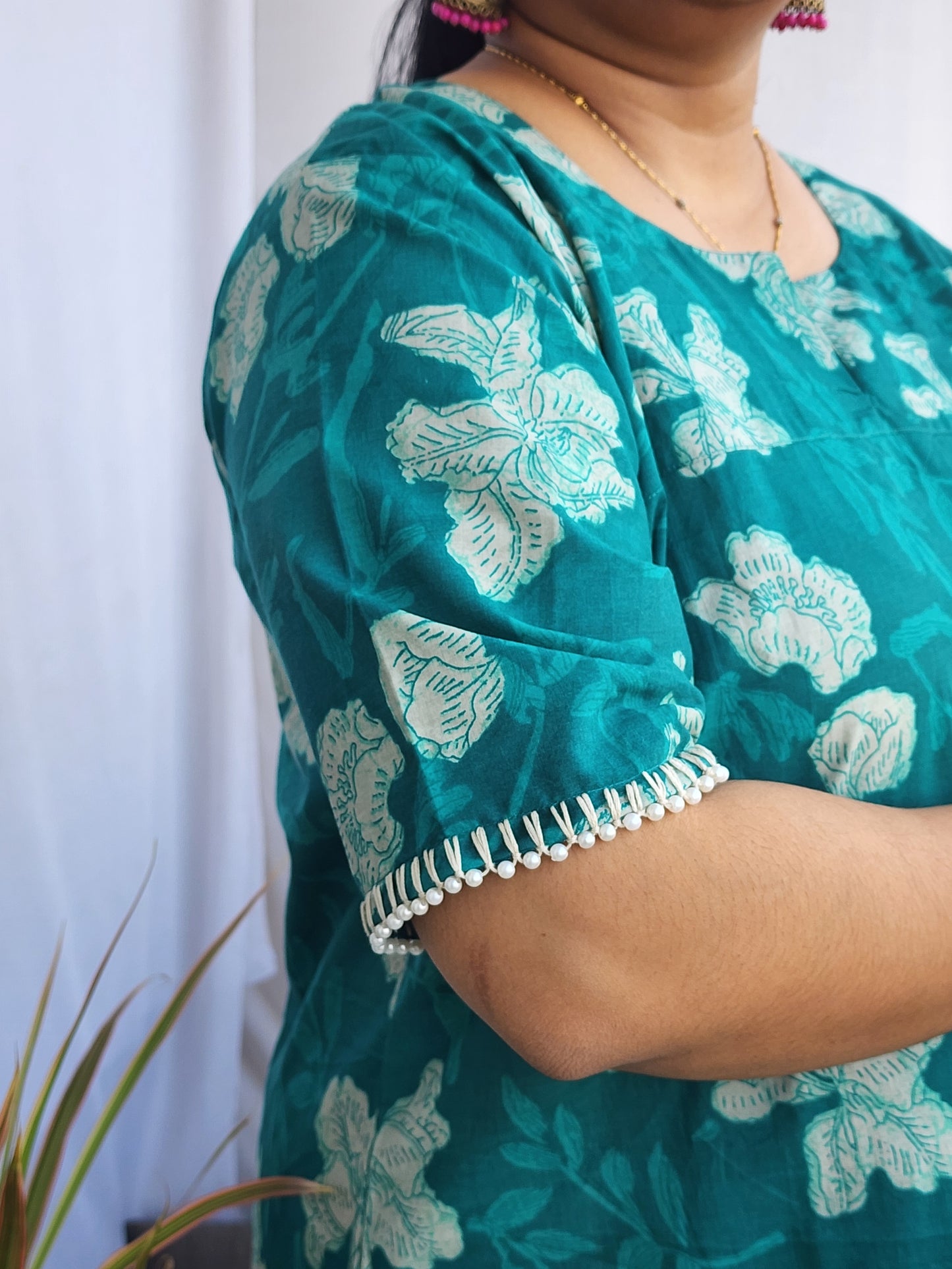 Sea Green Hi-Low Pearl Kurta