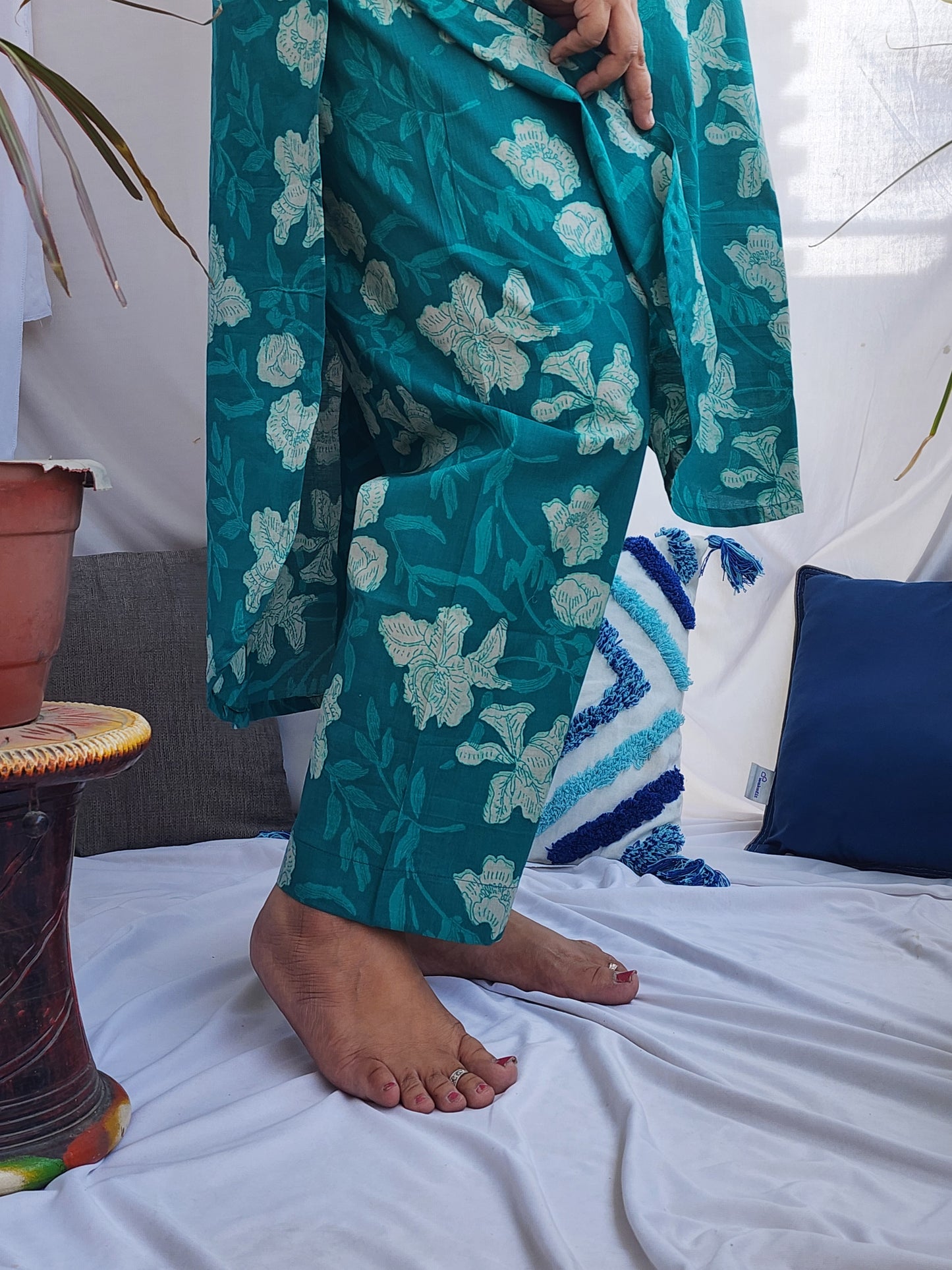 Sea Green Hi-Low Pearl Kurta