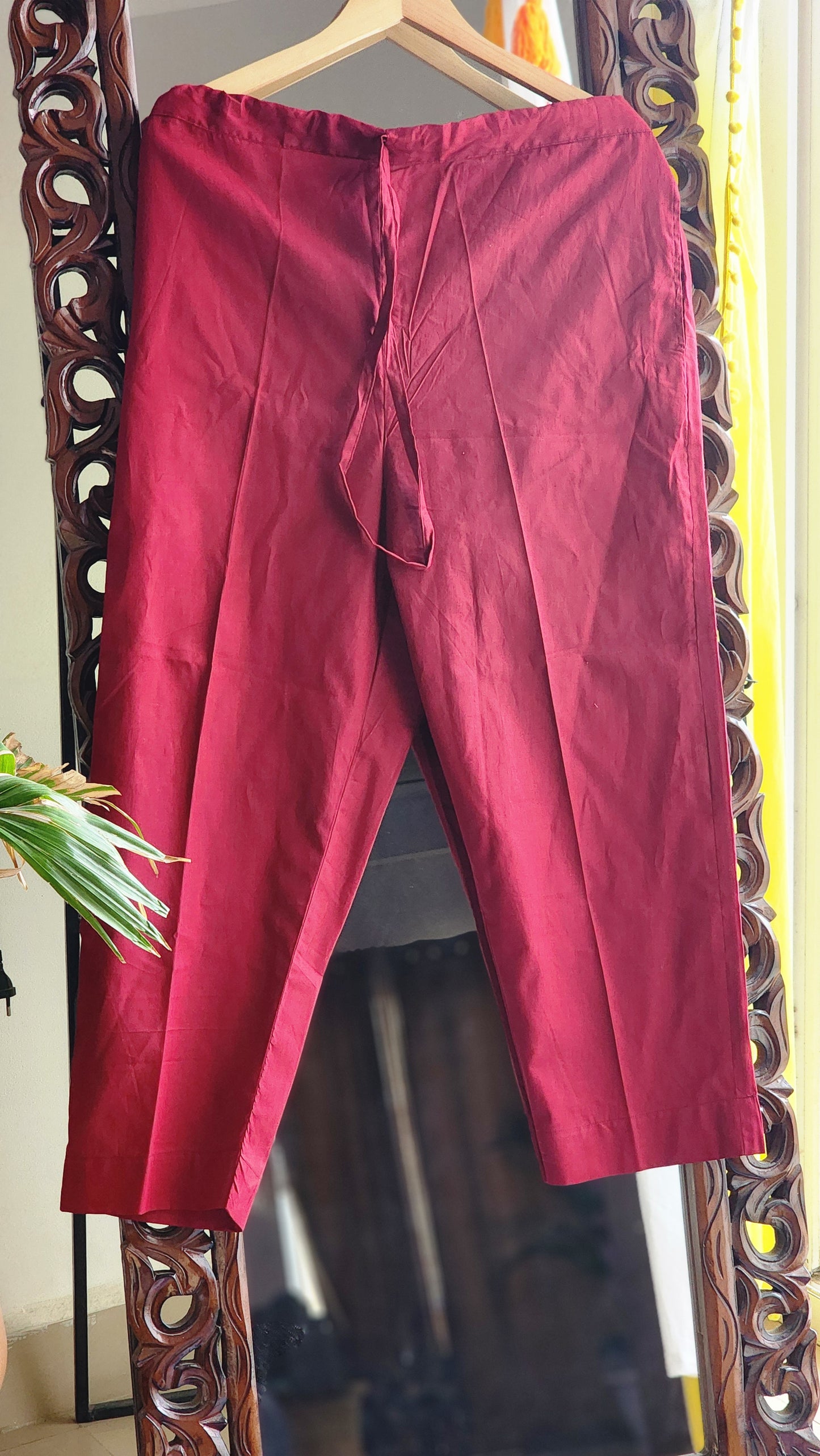 Daily Essential Cotton Pant -Maroon long Asan