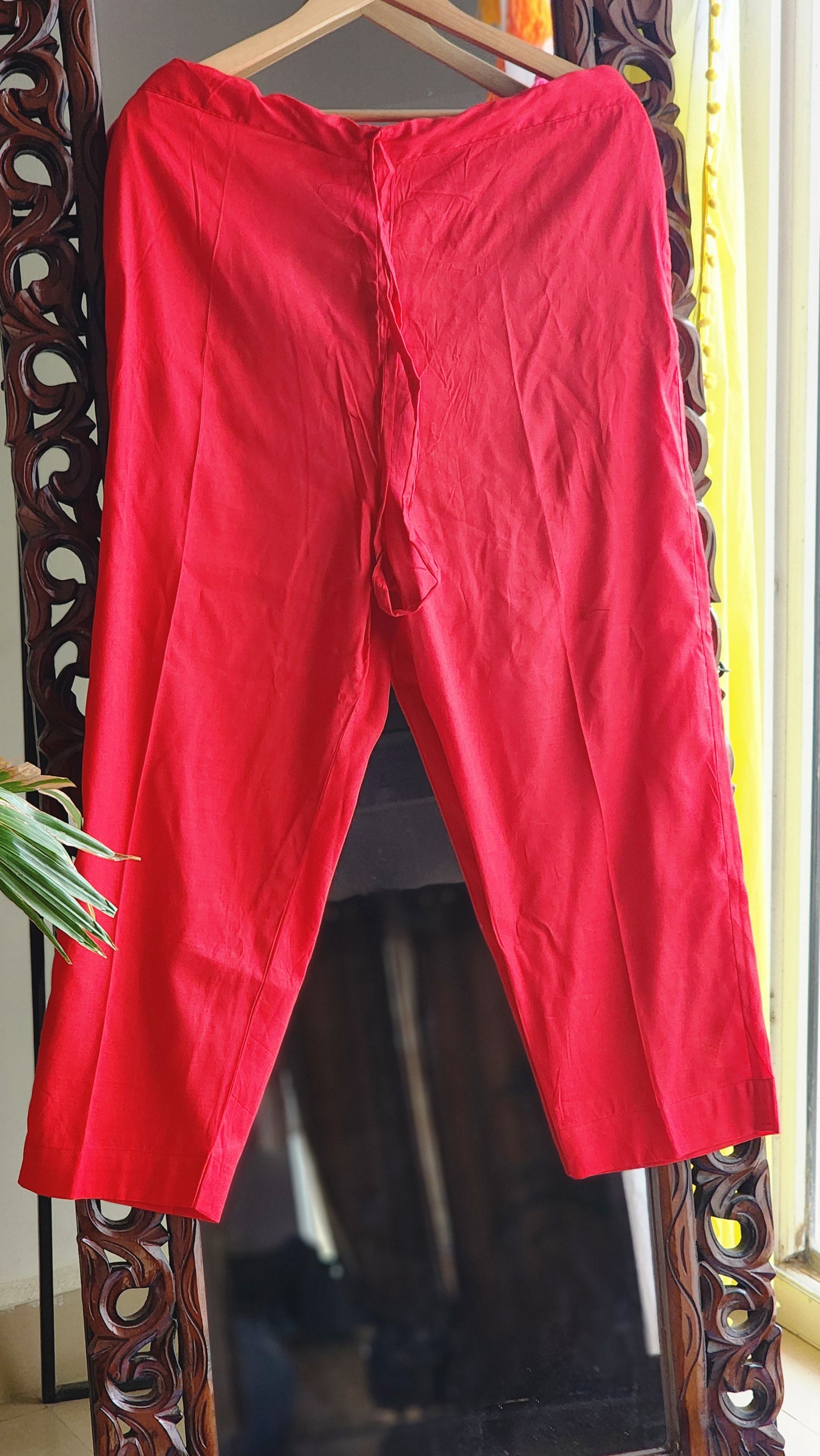 Daily Essential Cotton Pant: Red  Long Asan