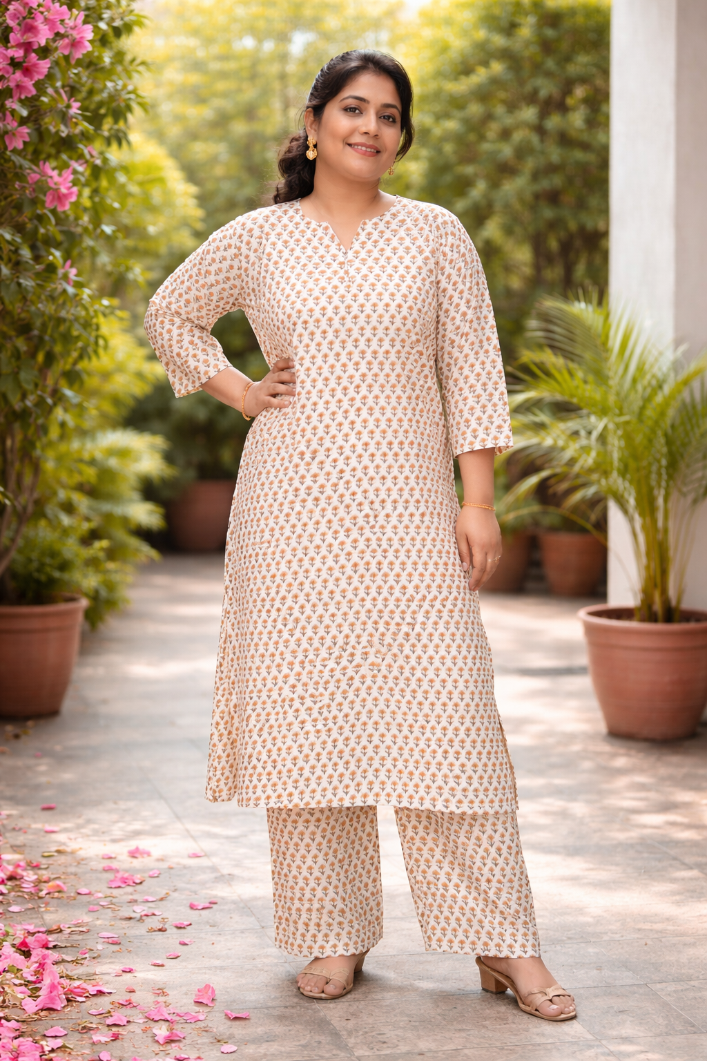 Ivory Jaipuri Cotton Kurta Set