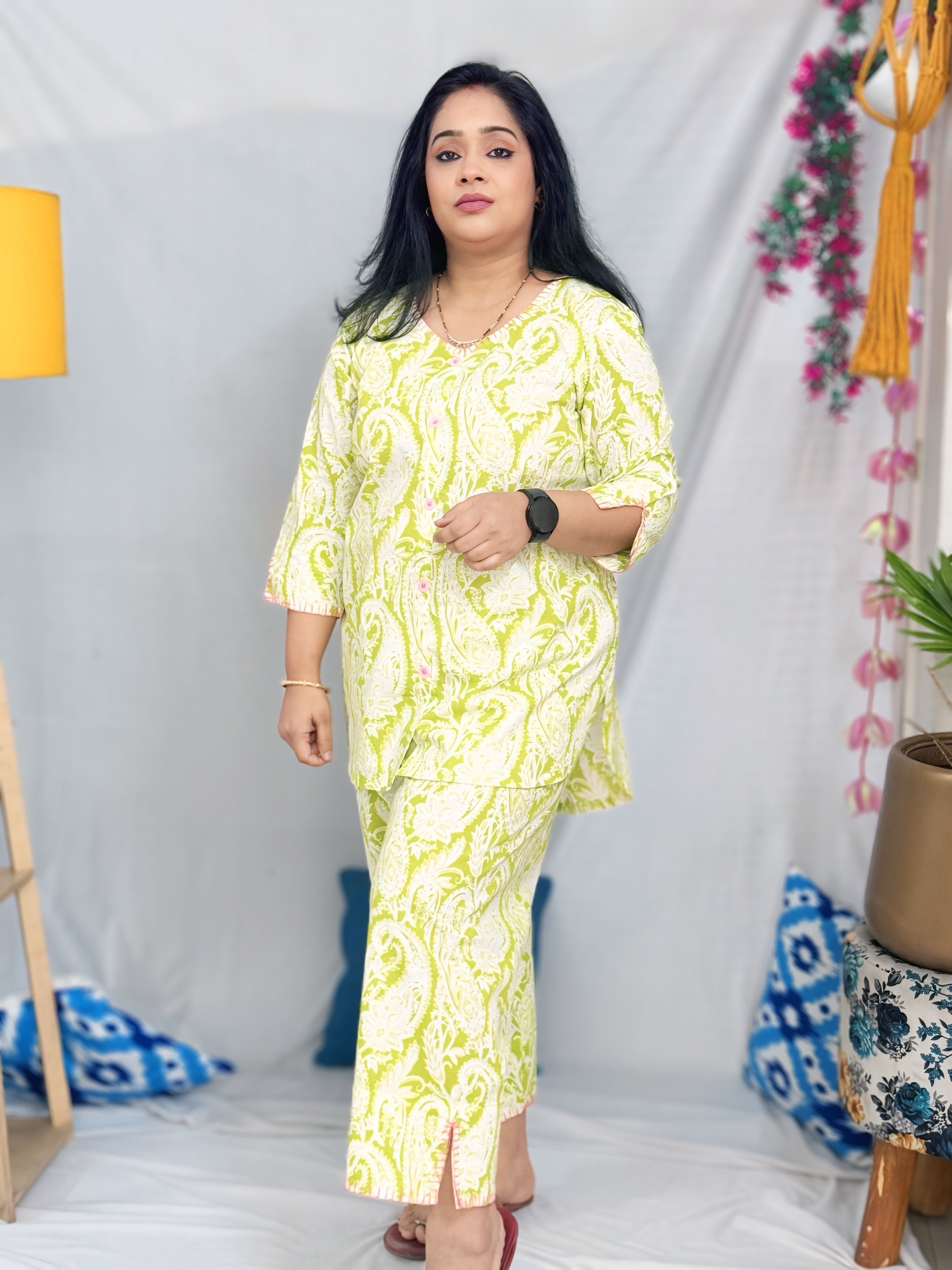 Lime Green Printed Set