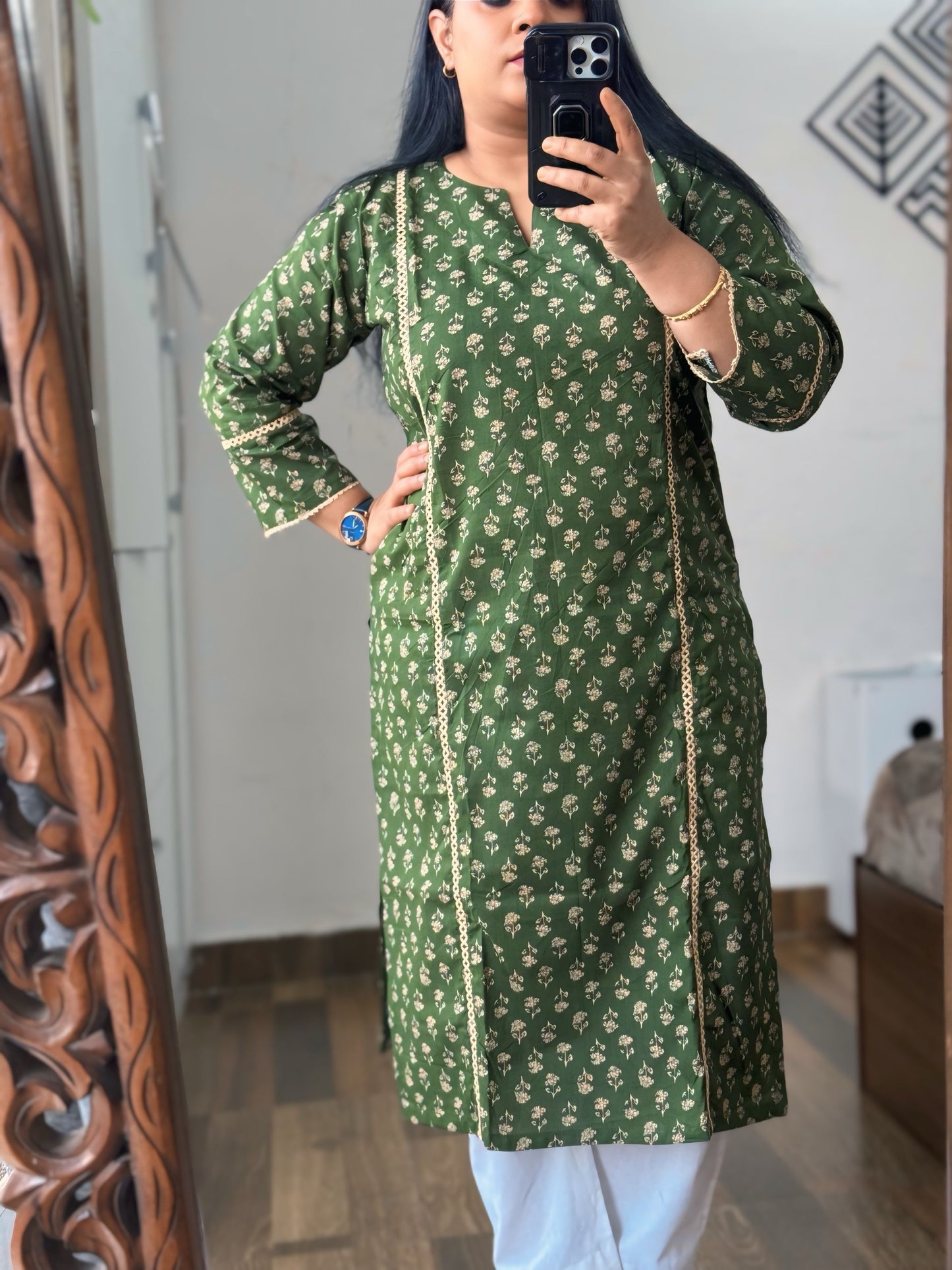 Mehndi Green Kali cut Kurta