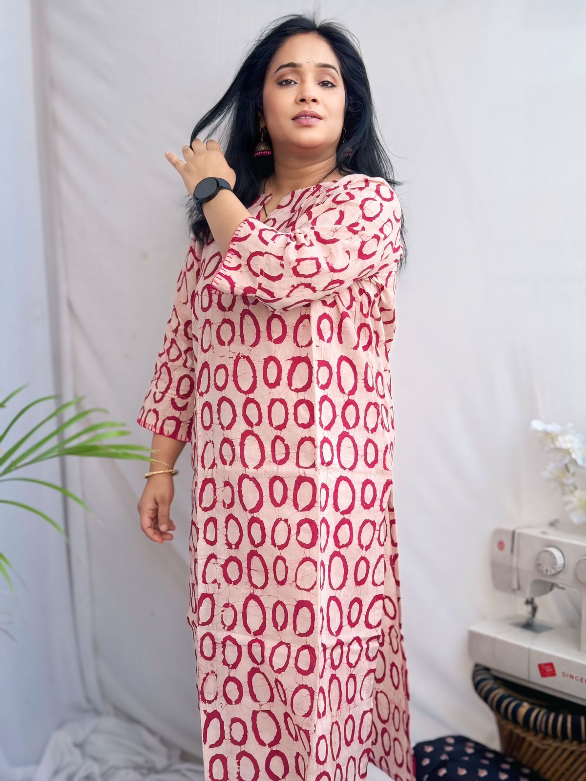 Noori Pink Batik Kurta With Hand Embroidery