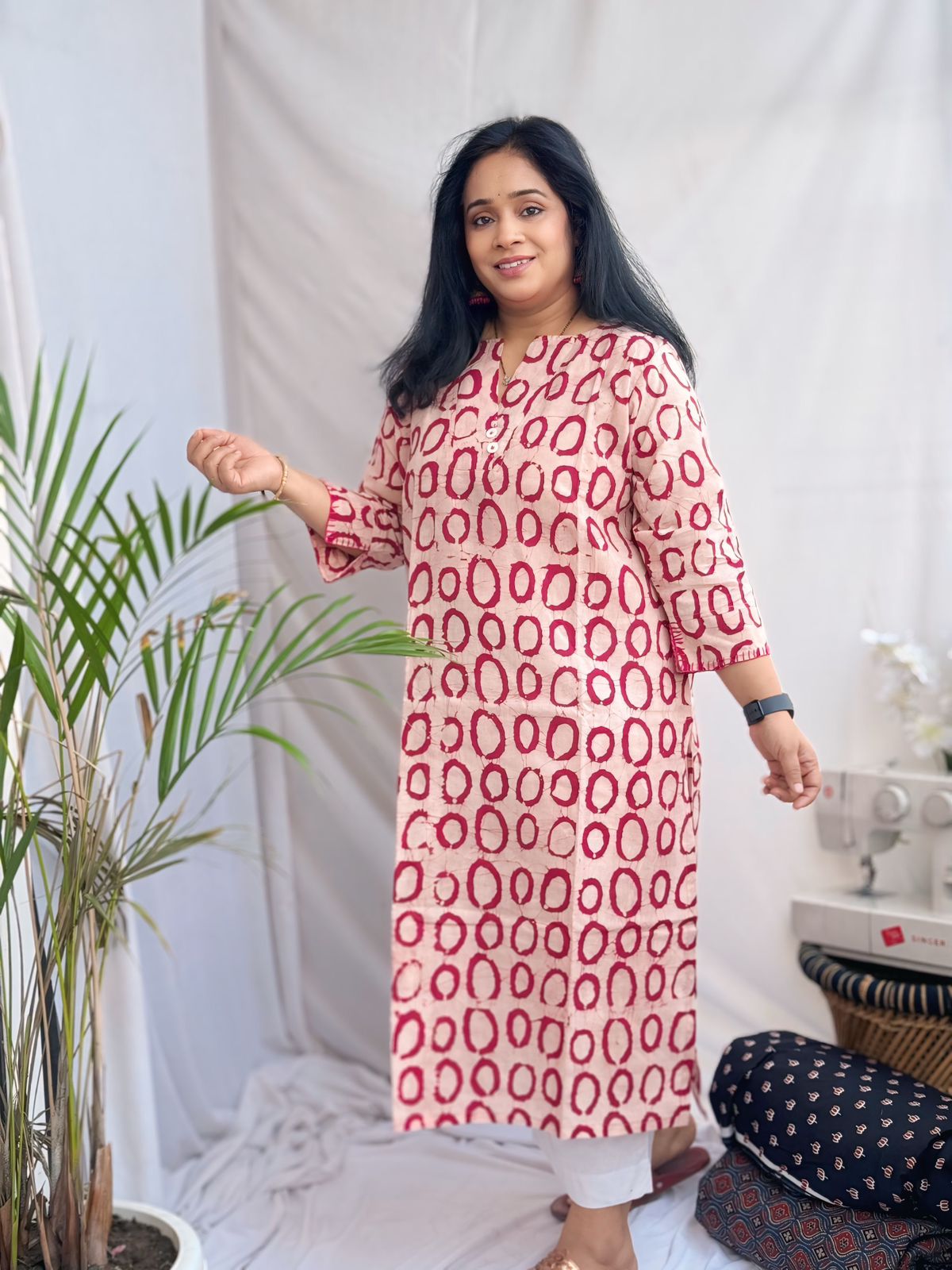 Noori Pink Batik Kurta With Hand Embroidery