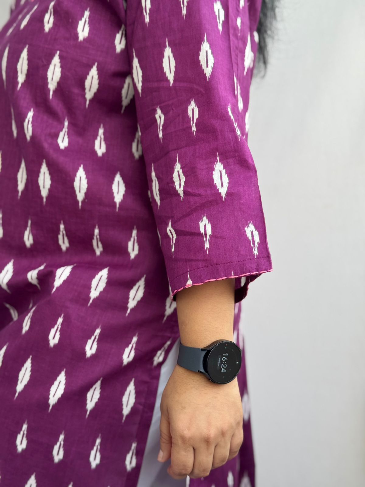 Purple Handcrafted Ikkat Cotton Kurta