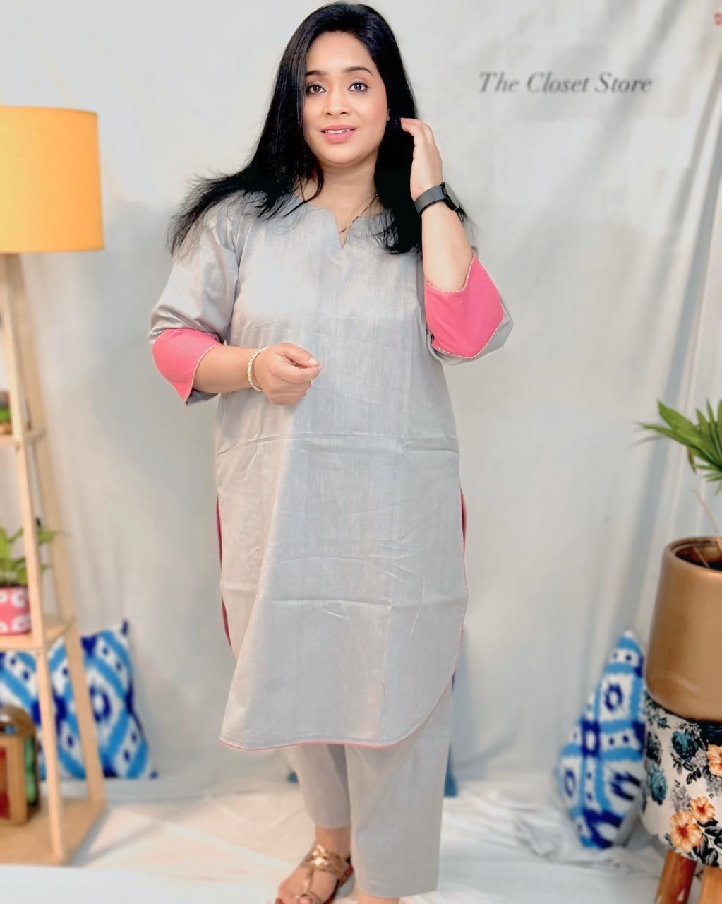 Abha Grey Kurti Pant Set