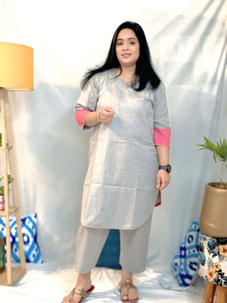 Abha Grey Kurti Pant Set