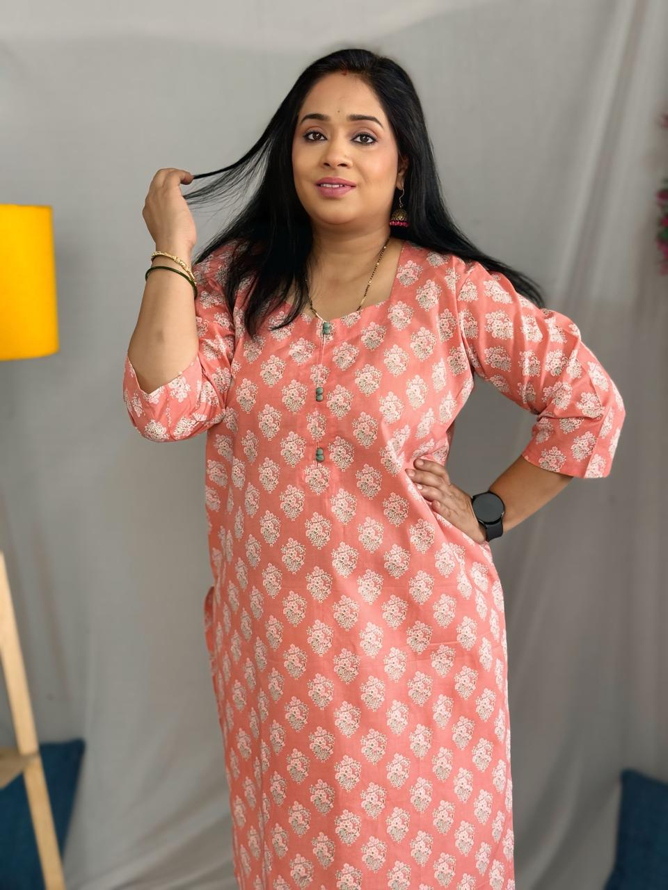 Peachy Nazaakat Summer Cotton Kurta
