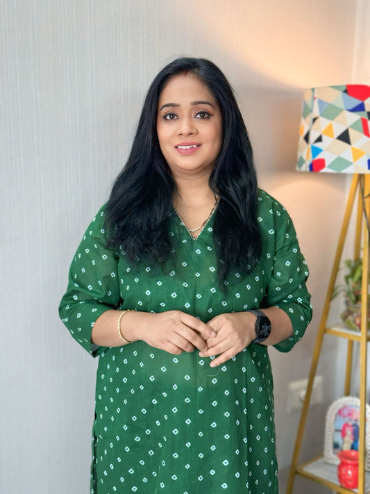 Green Bandhani Kurta (COMBO)