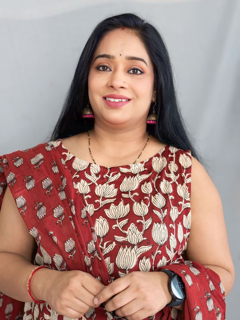 Maroon Brown Lotus Kurta and Pant (NO DUPATTA)