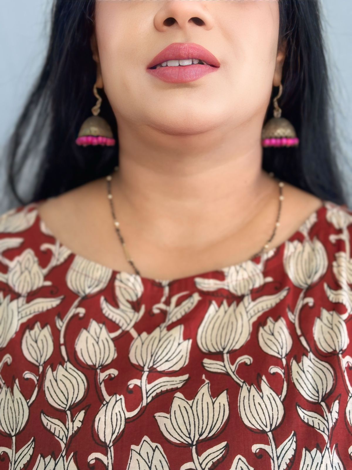 Maroon Brown Lotus Kurta and Pant (NO DUPATTA)