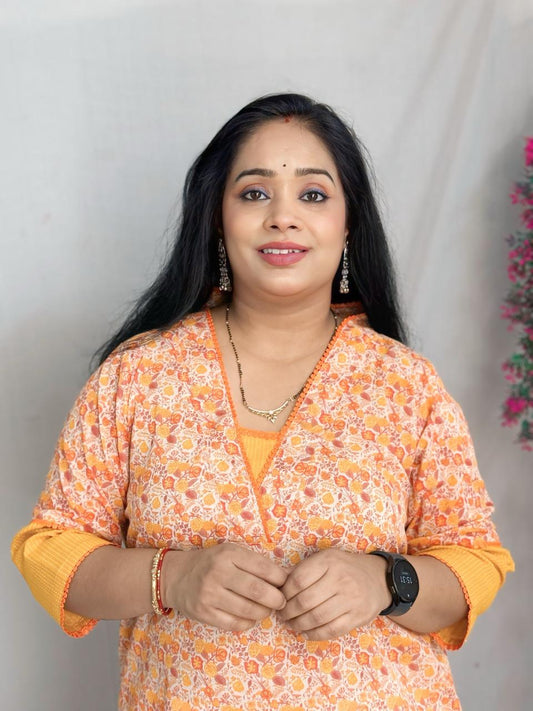 Summer Orange floral Kurta