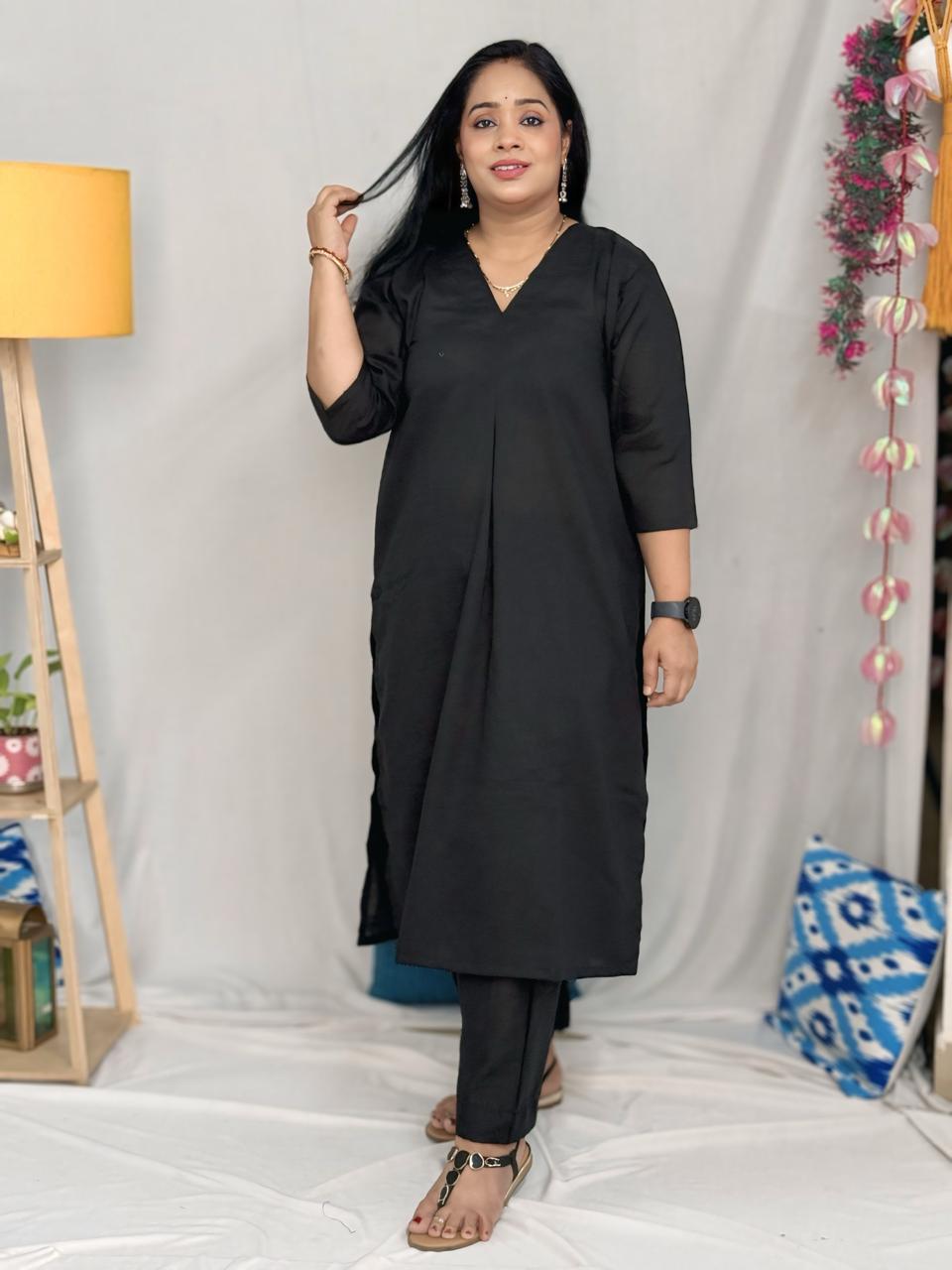 Patiala Black Suit Set with Multi Kota Dupatta