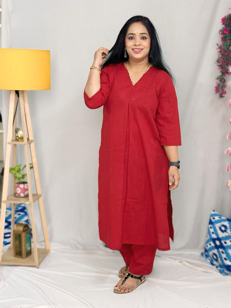 Solid Maroon Everyday Kurta Set