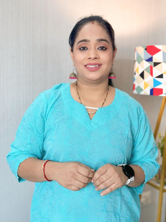Ambar Blue Premium Linen Kurta