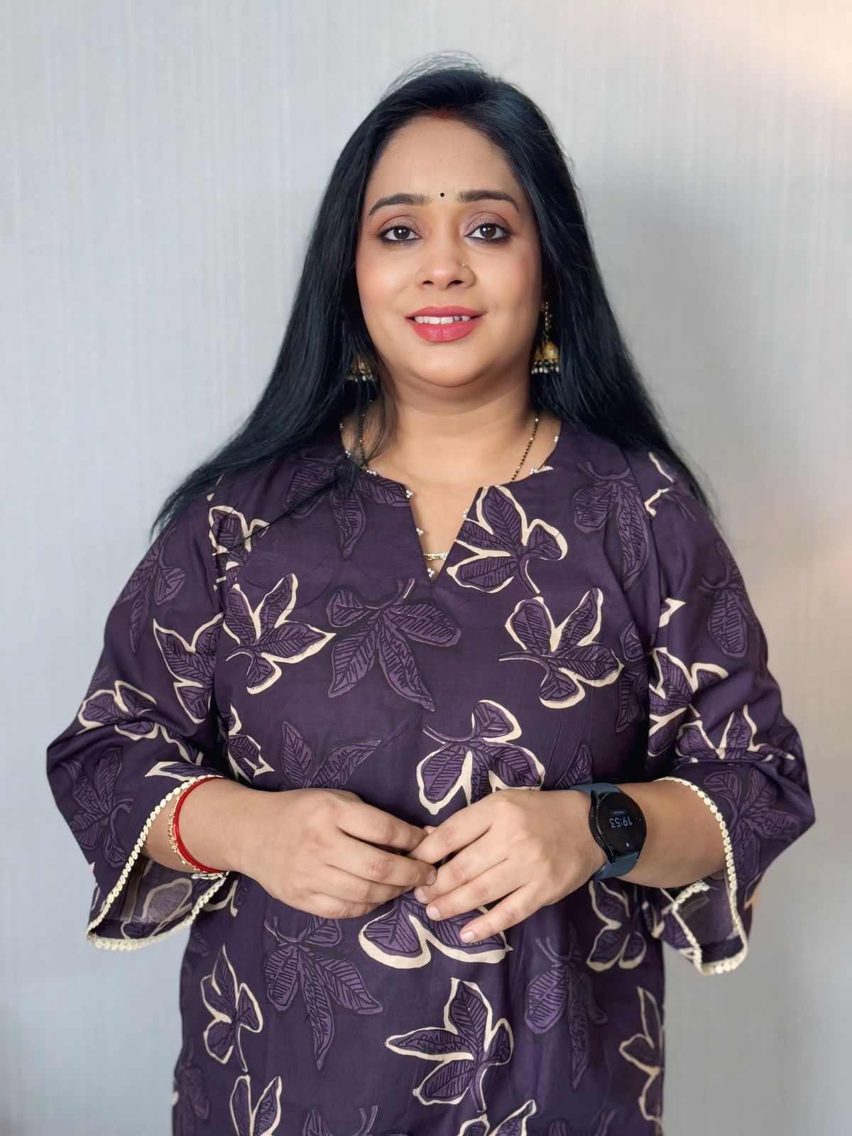 Wine Purple Cotton  Kurta