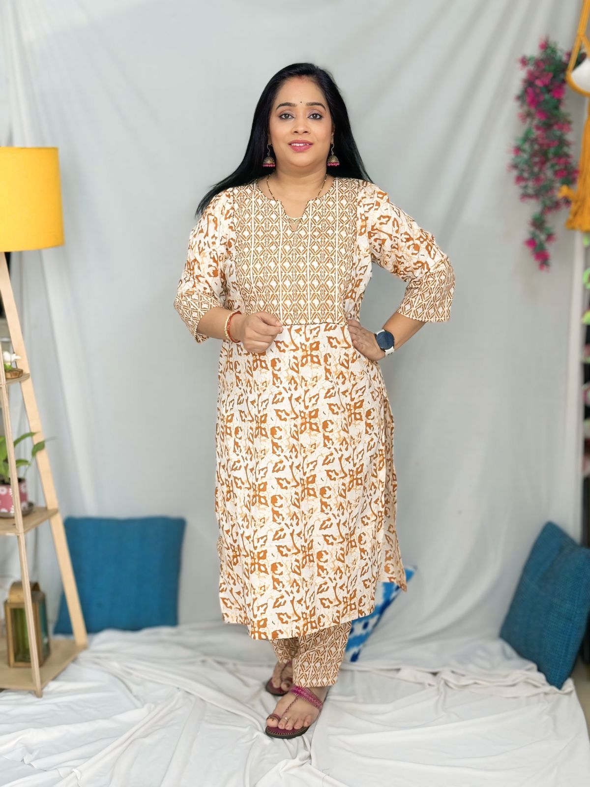 Batik Brown Kurta Pant Set