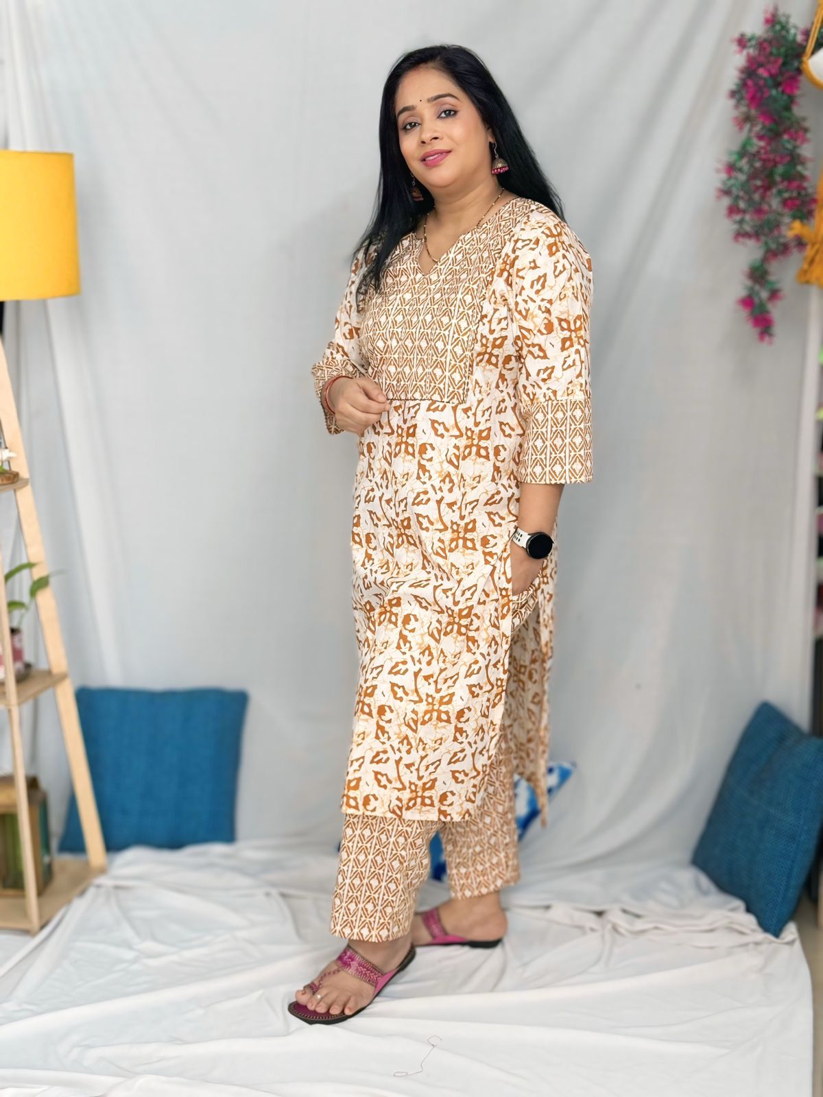 Batik Brown Kurta Pant Set