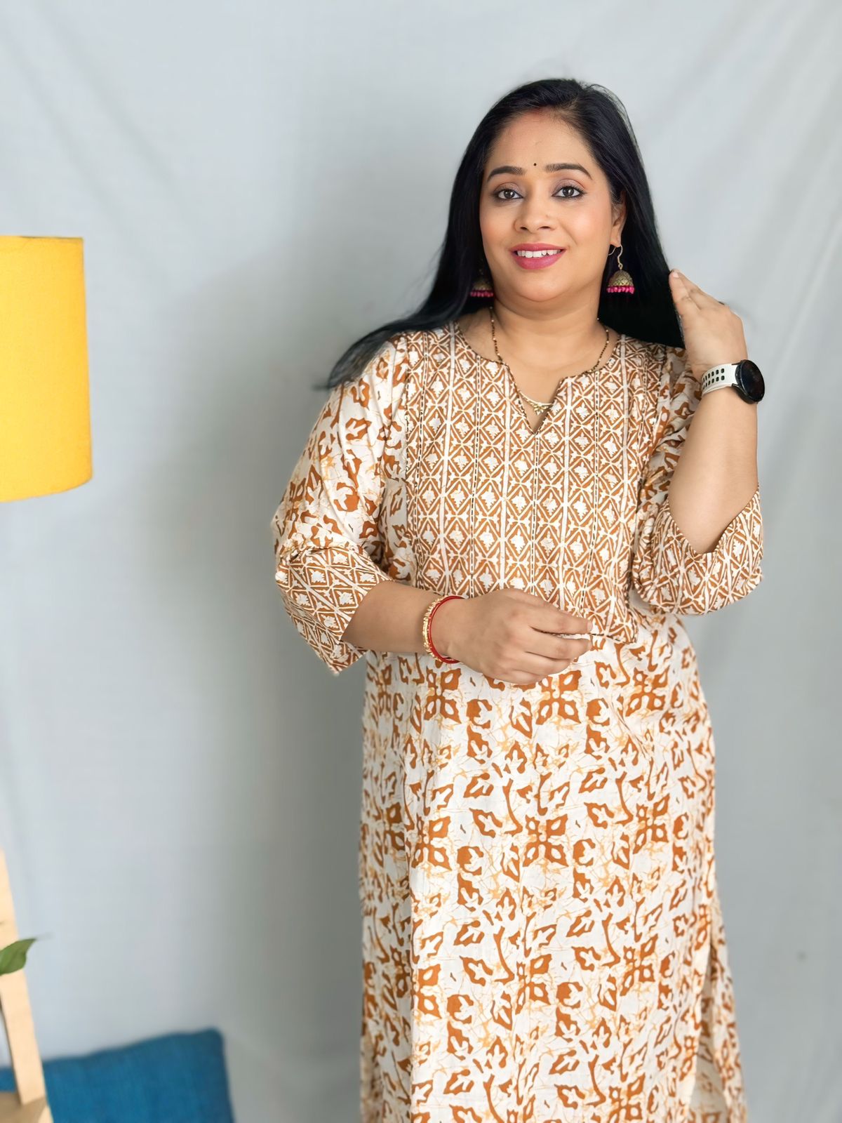 Batik Brown Kurta Pant Set