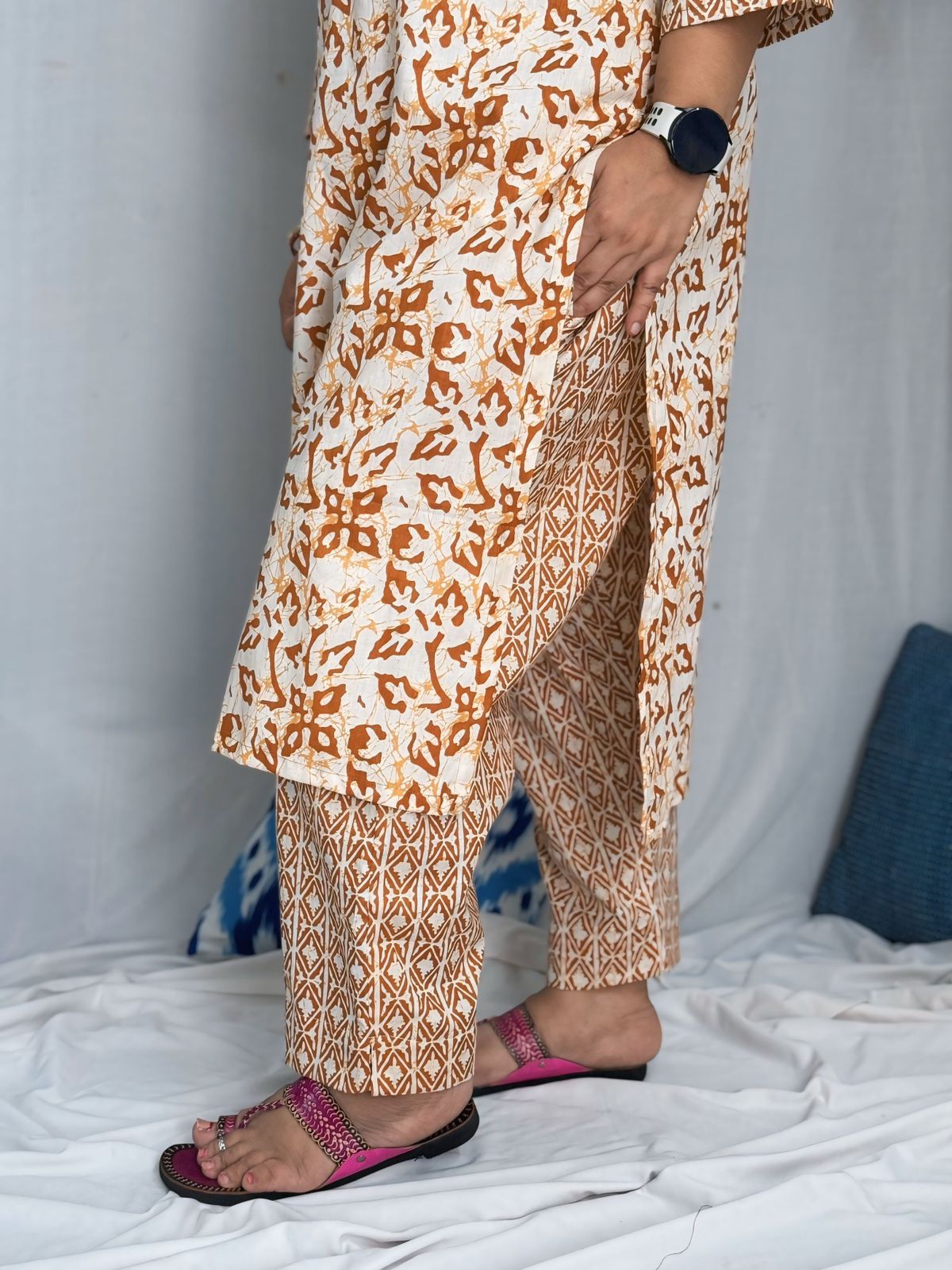 Batik Brown Kurta Pant Set